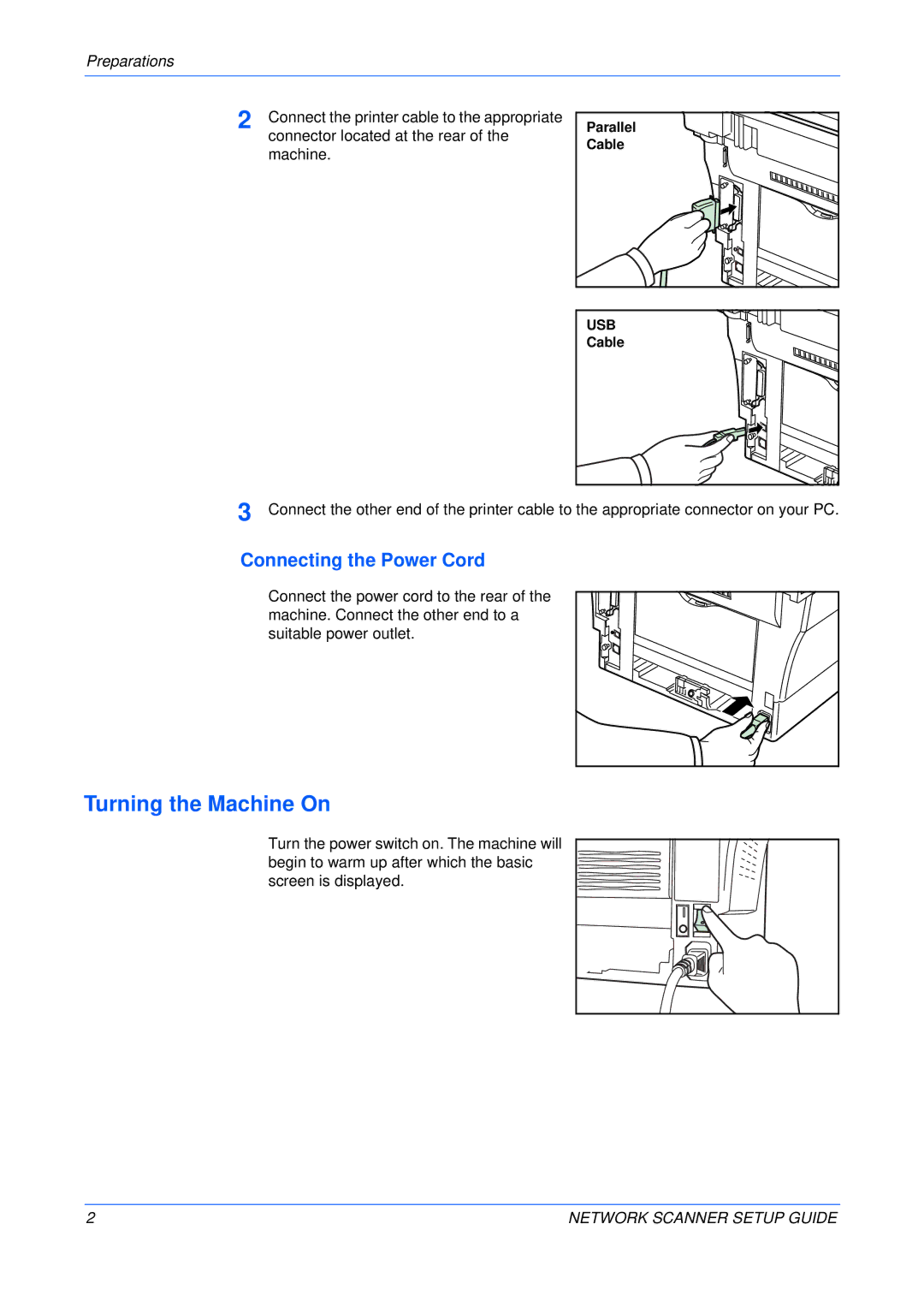 Kyocera KM-1820, FS-1118MFP setup guide Turning the Machine On, Connecting the Power Cord 