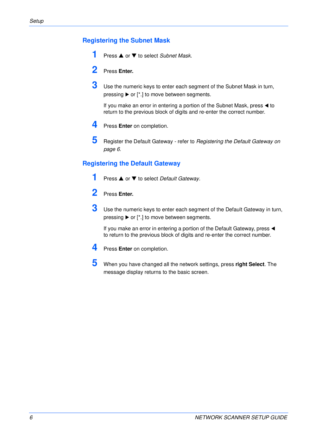 Kyocera KM-1820, FS-1118MFP setup guide Registering the Subnet Mask, Registering the Default Gateway 