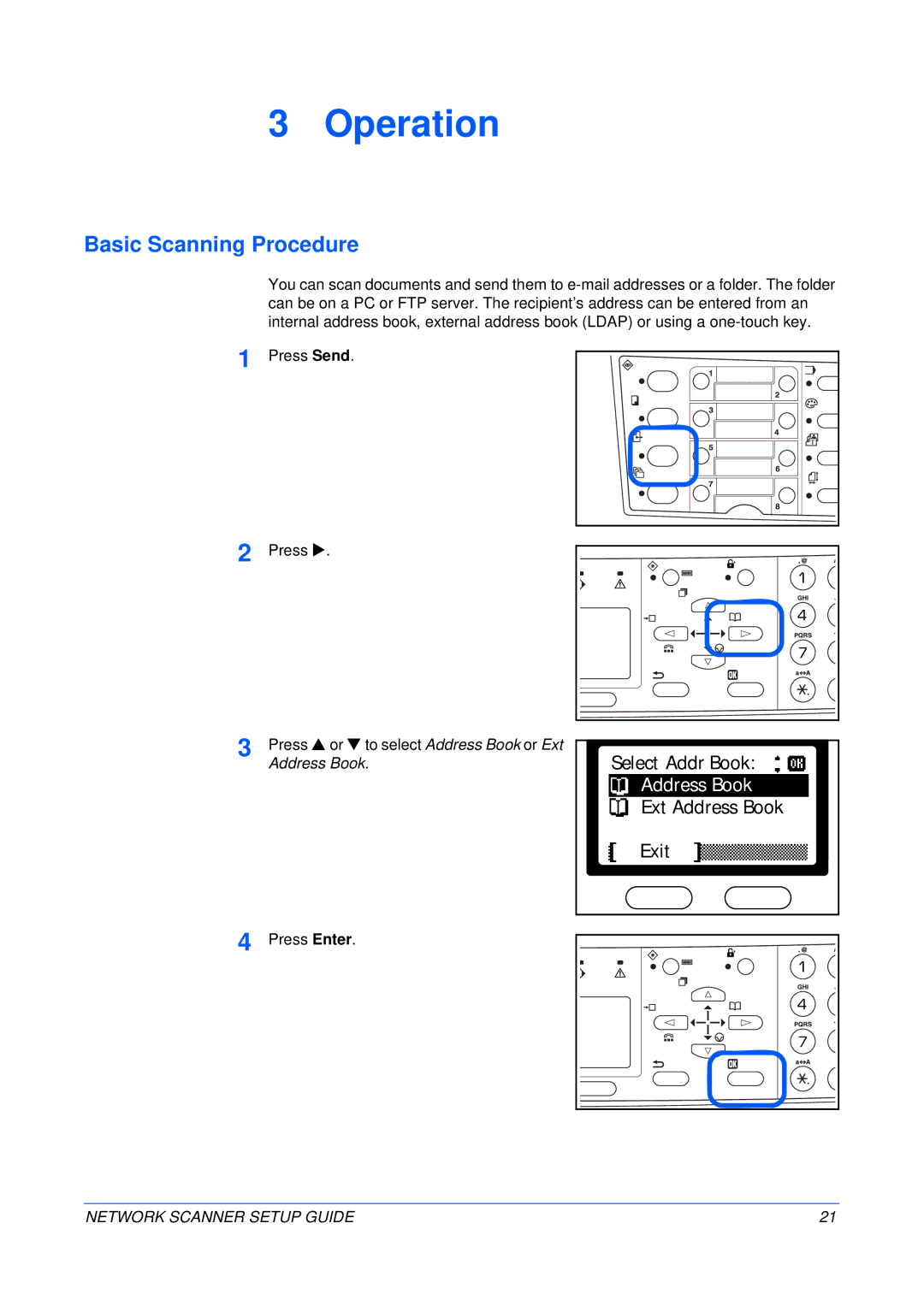 Kyocera FS-1118MFP, KM-1820 setup guide Operation, Basic Scanning Procedure 