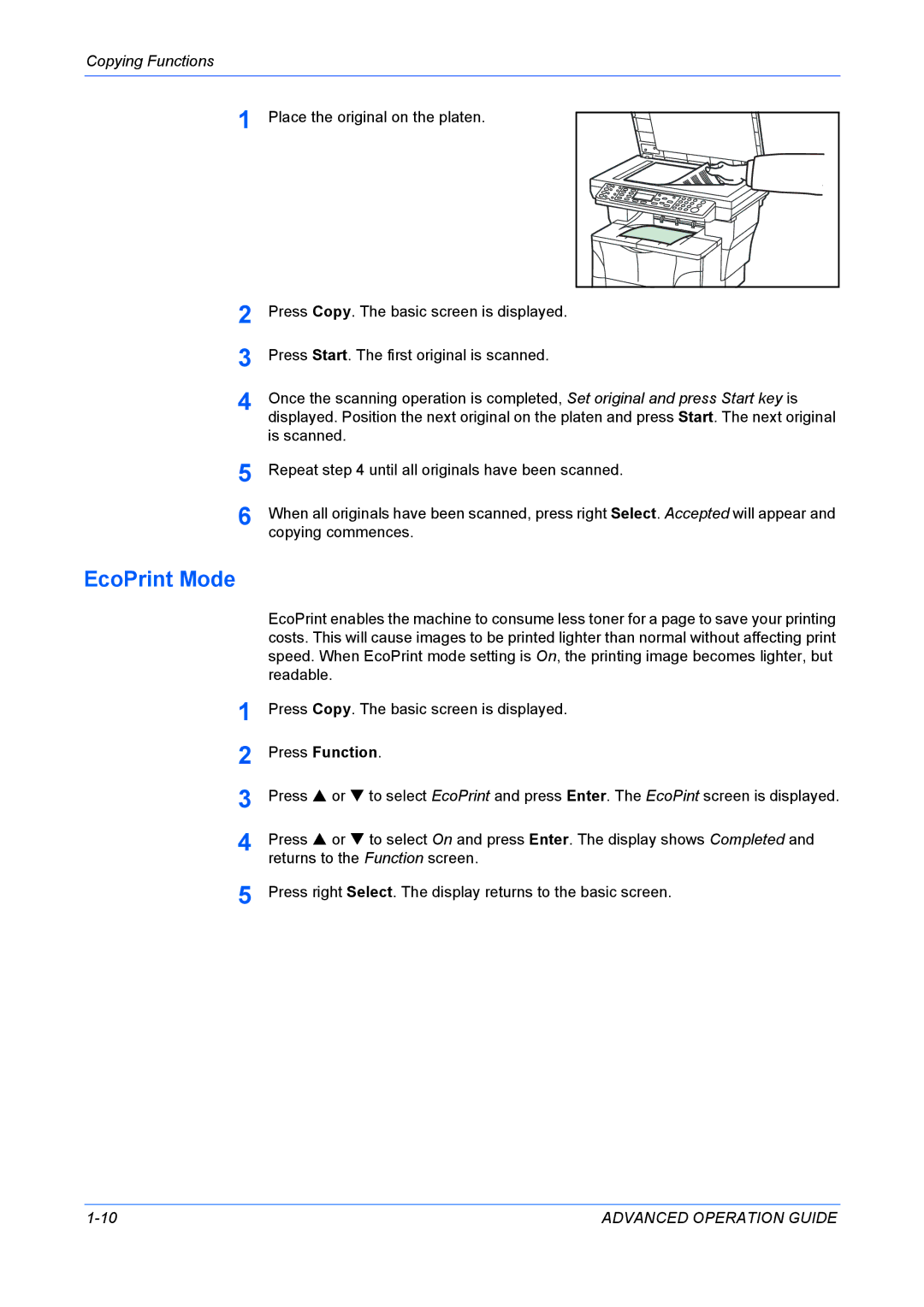 Kyocera KM-1820 manual EcoPrint Mode 