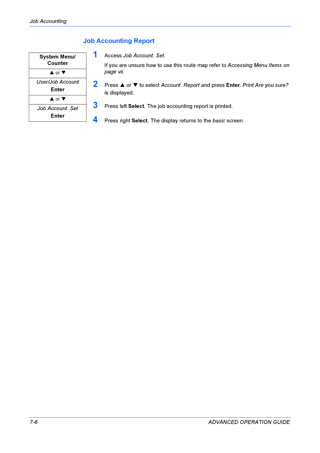 Kyocera KM-1820 manual Job Accounting Report 