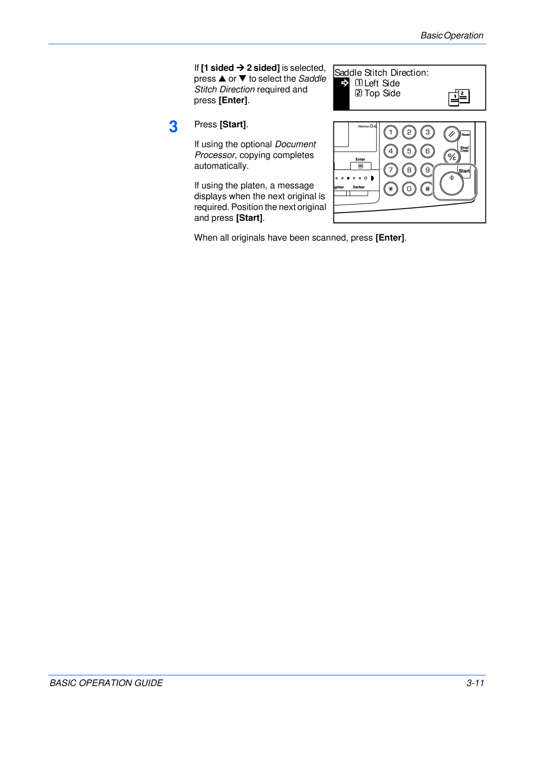 Kyocera KM-2550, KM-2050, KM-1650 manual Saddle Stitch Direction Left Side Top Side, Stitch Direction required 