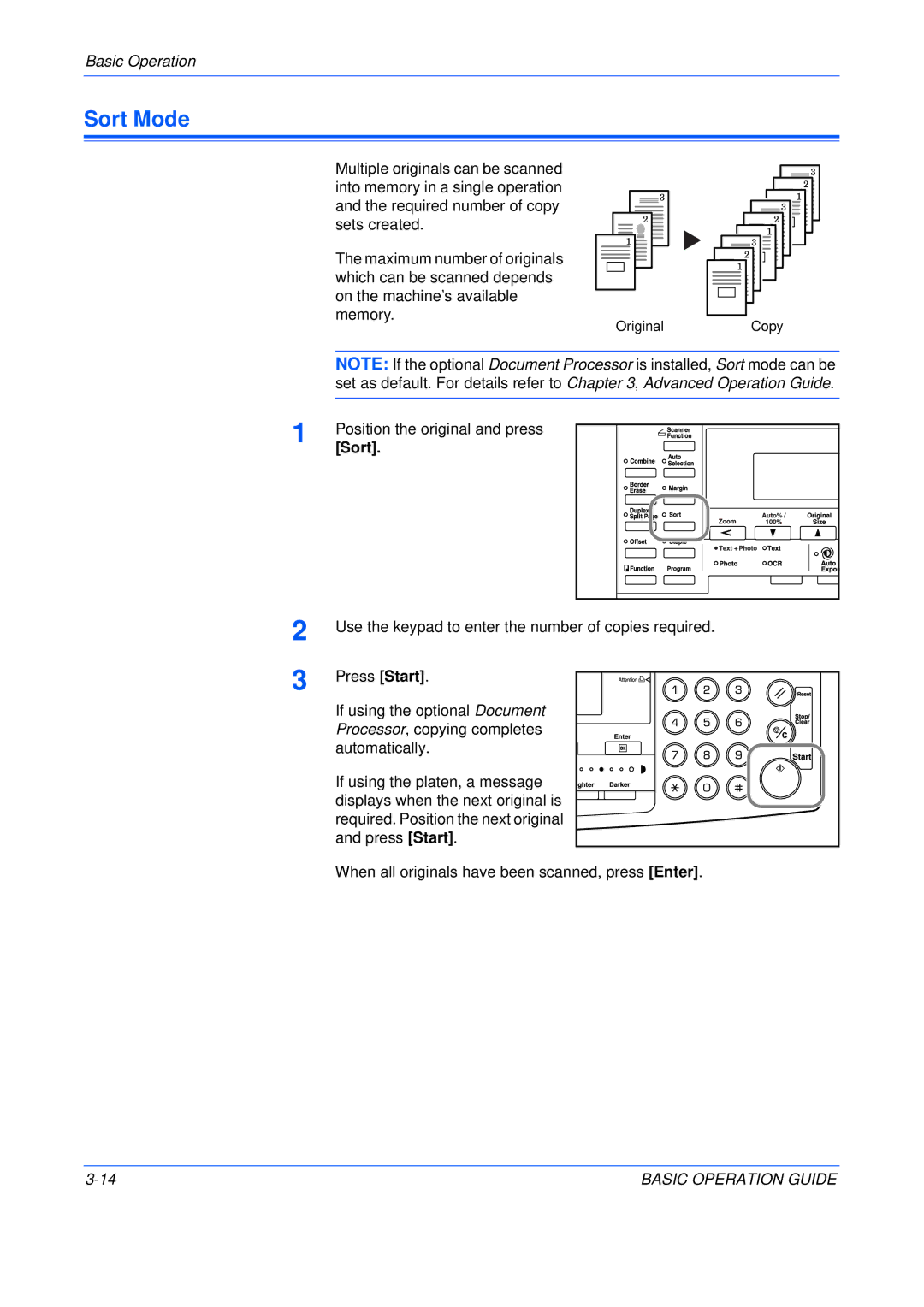 Kyocera KM-2550, KM-2050, KM-1650 manual Sort Mode 