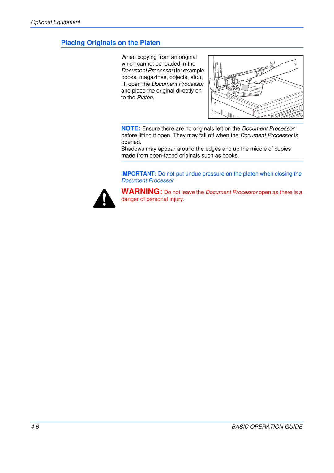 Kyocera KM-2050, KM-2550, KM-1650 manual Placing Originals on the Platen 