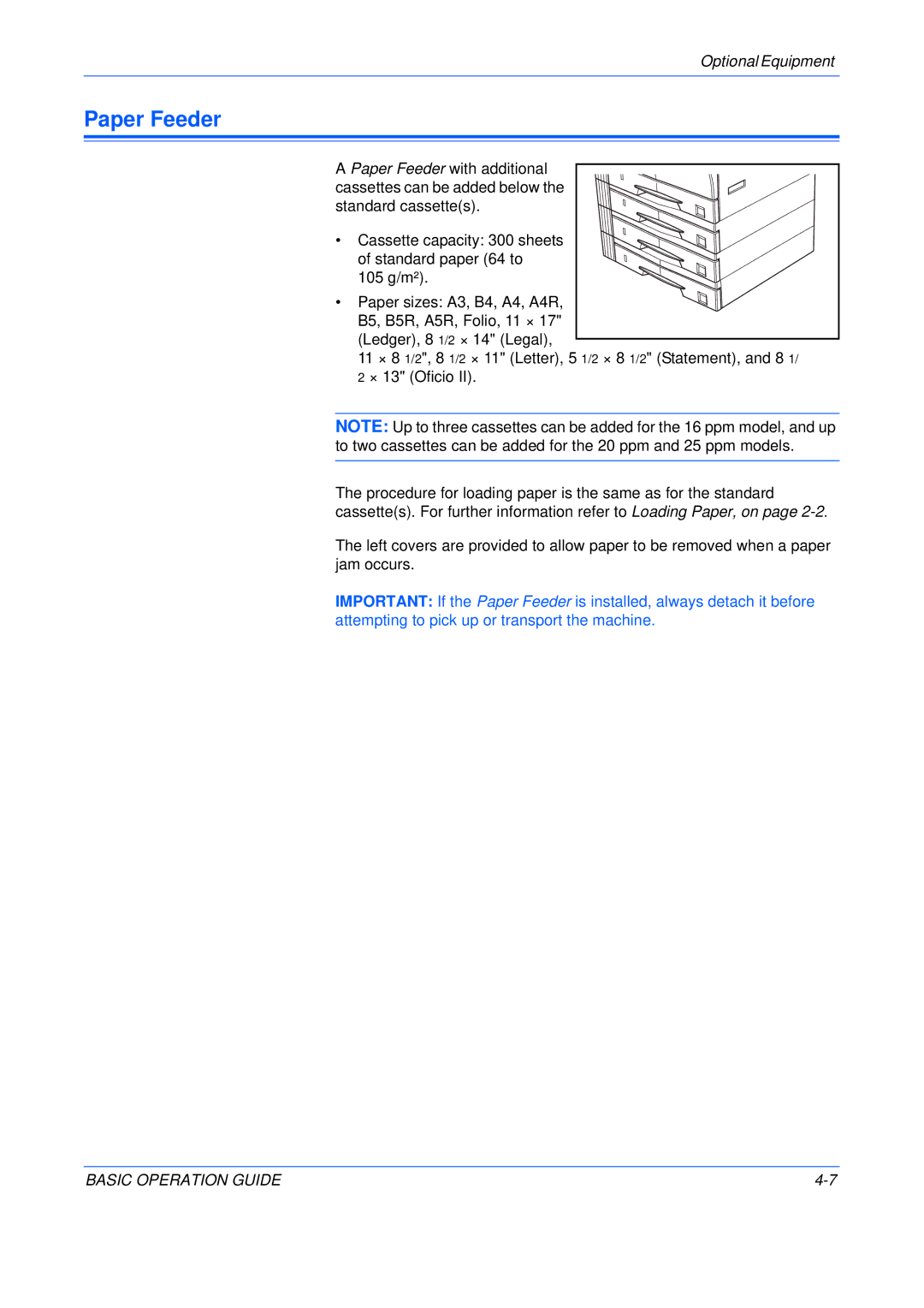 Kyocera KM-2550, KM-2050, KM-1650 manual Paper Feeder 