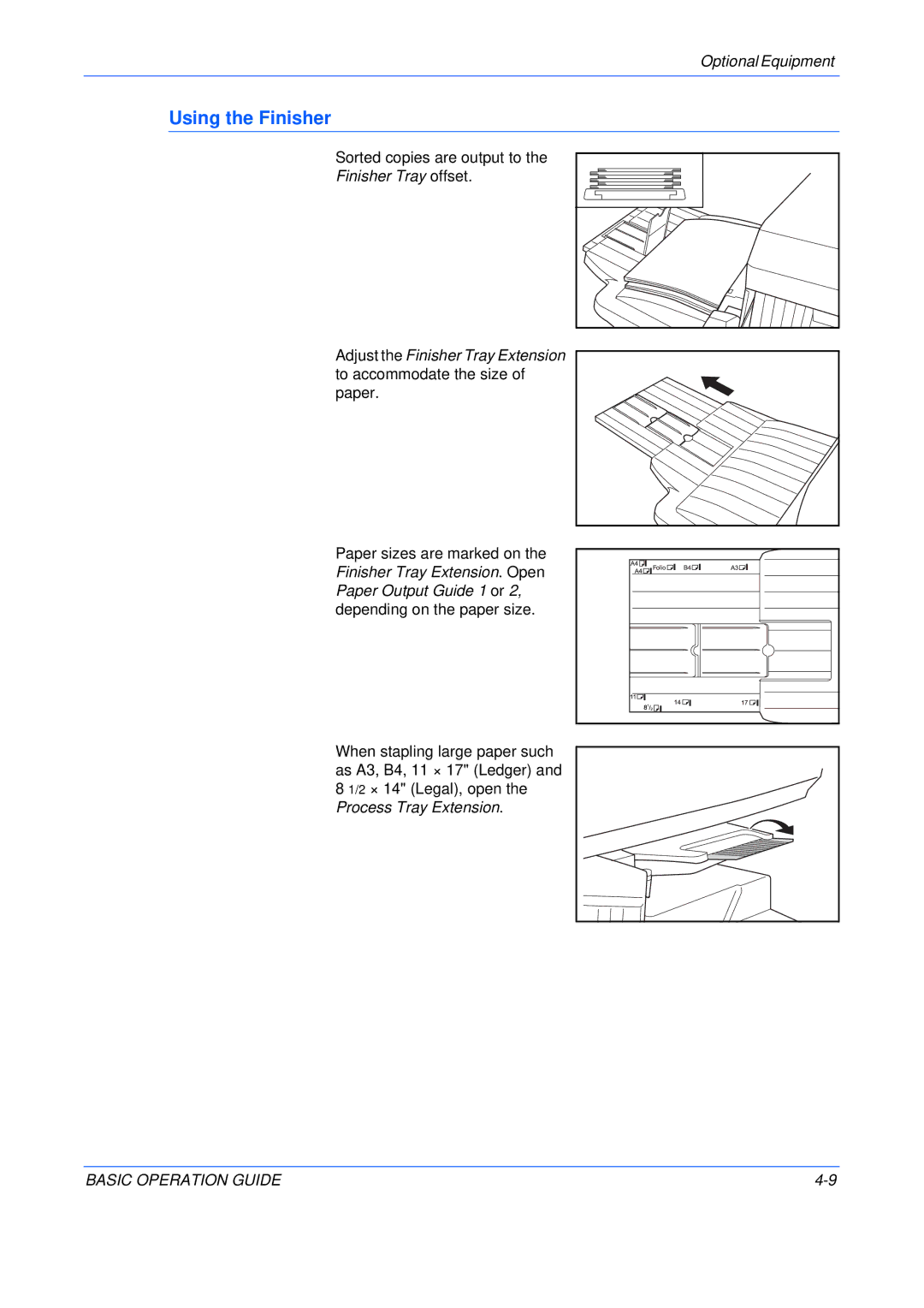 Kyocera KM-2050, KM-2550, KM-1650 manual Using the Finisher 