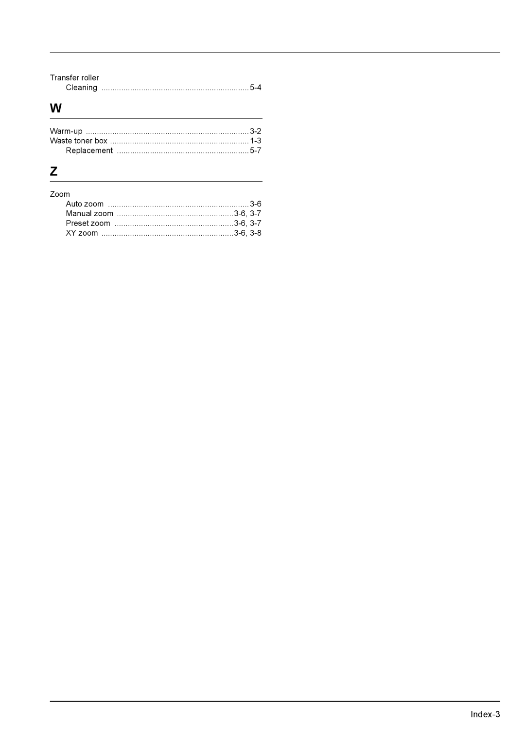 Kyocera KM-2540 manual Index-3 