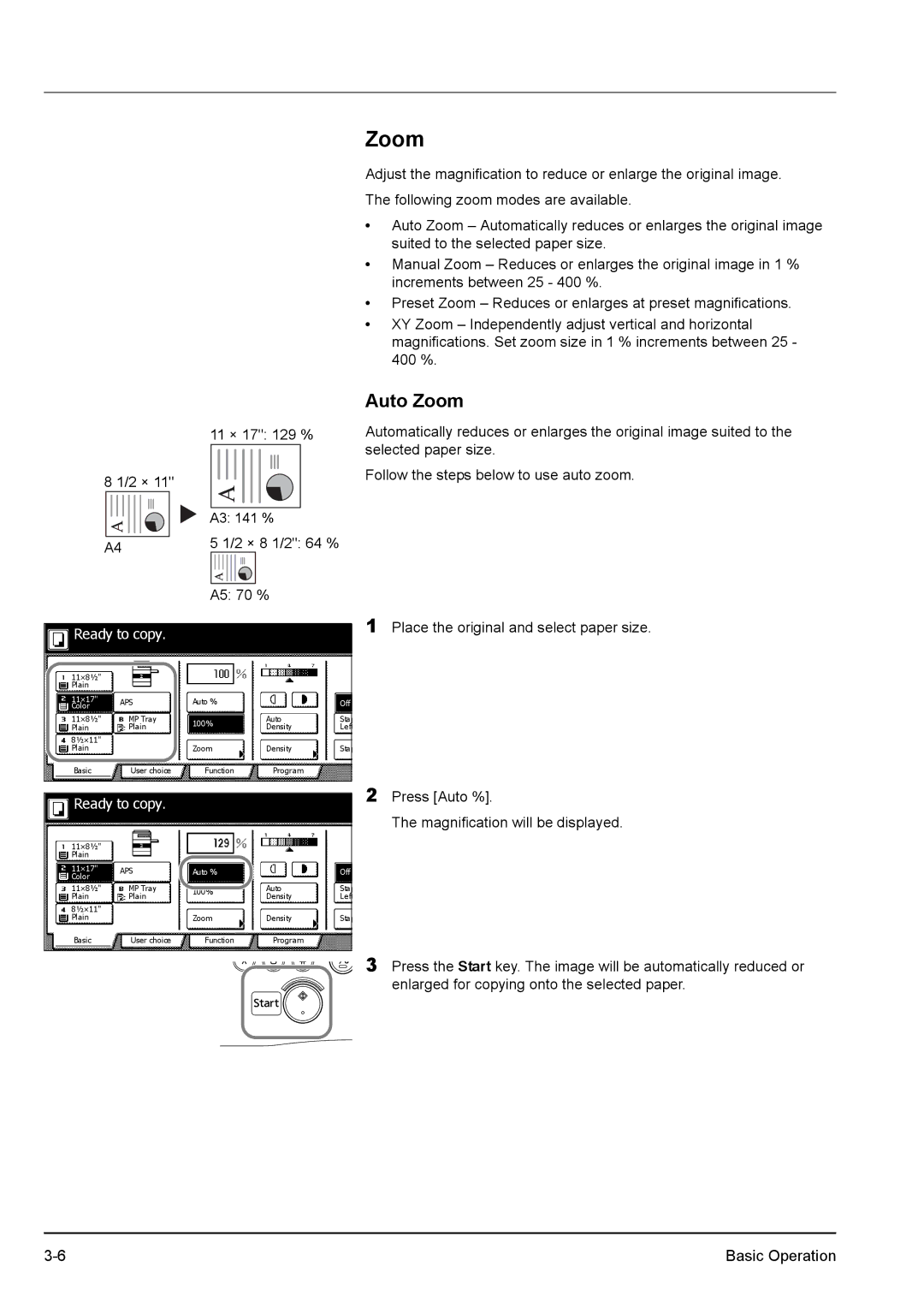 Kyocera KM-2540 manual Auto Zoom 