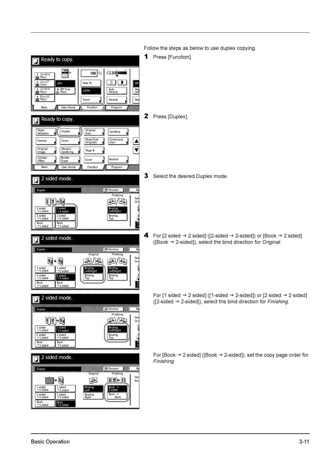 Kyocera KM-2540 manual Sided mode 