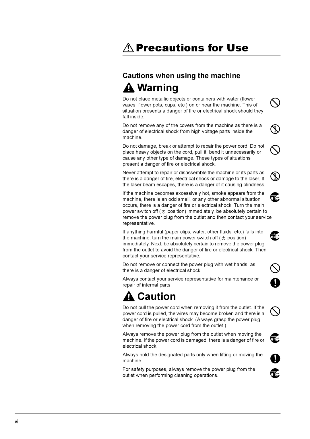 Kyocera KM-2540 manual Precautions for Use 