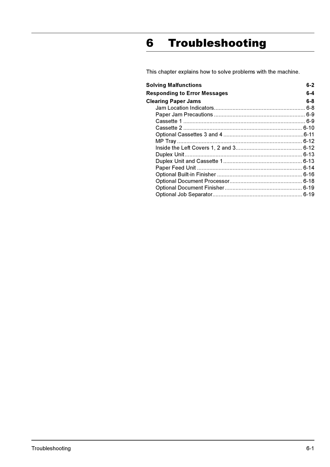 Kyocera KM-2540 manual Troubleshooting 