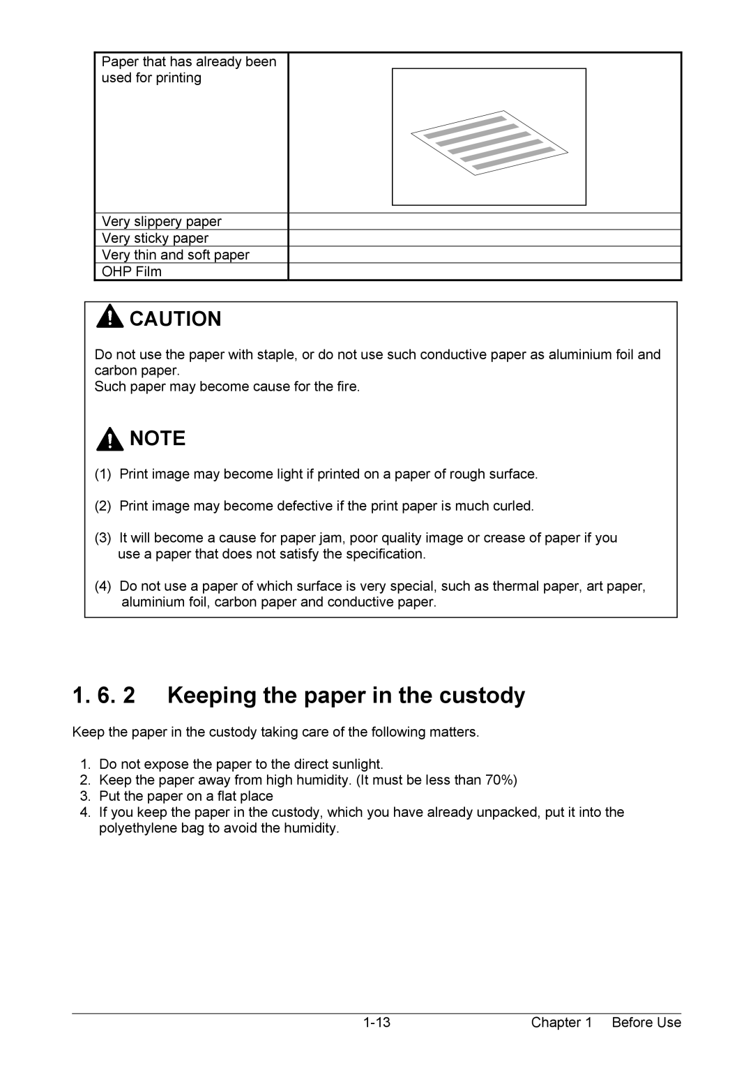 Kyocera KM-3650w operation manual Keeping the paper in the custody 