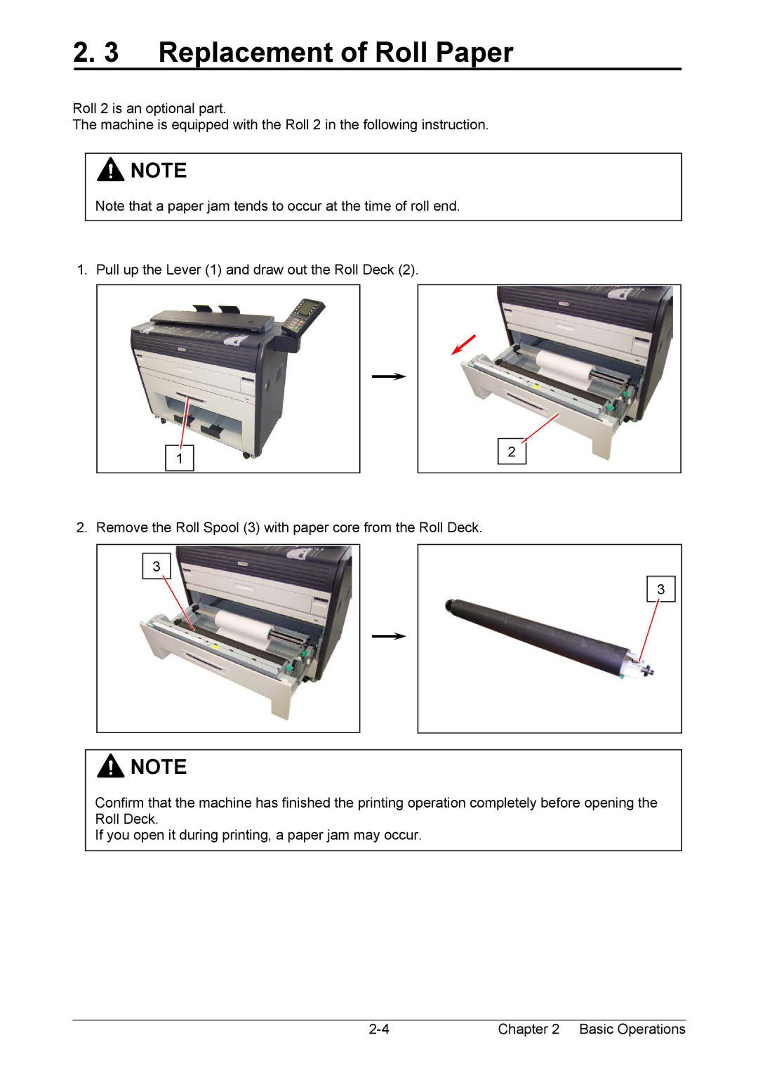 Kyocera KM-3650w operation manual Replacement of Roll Paper 