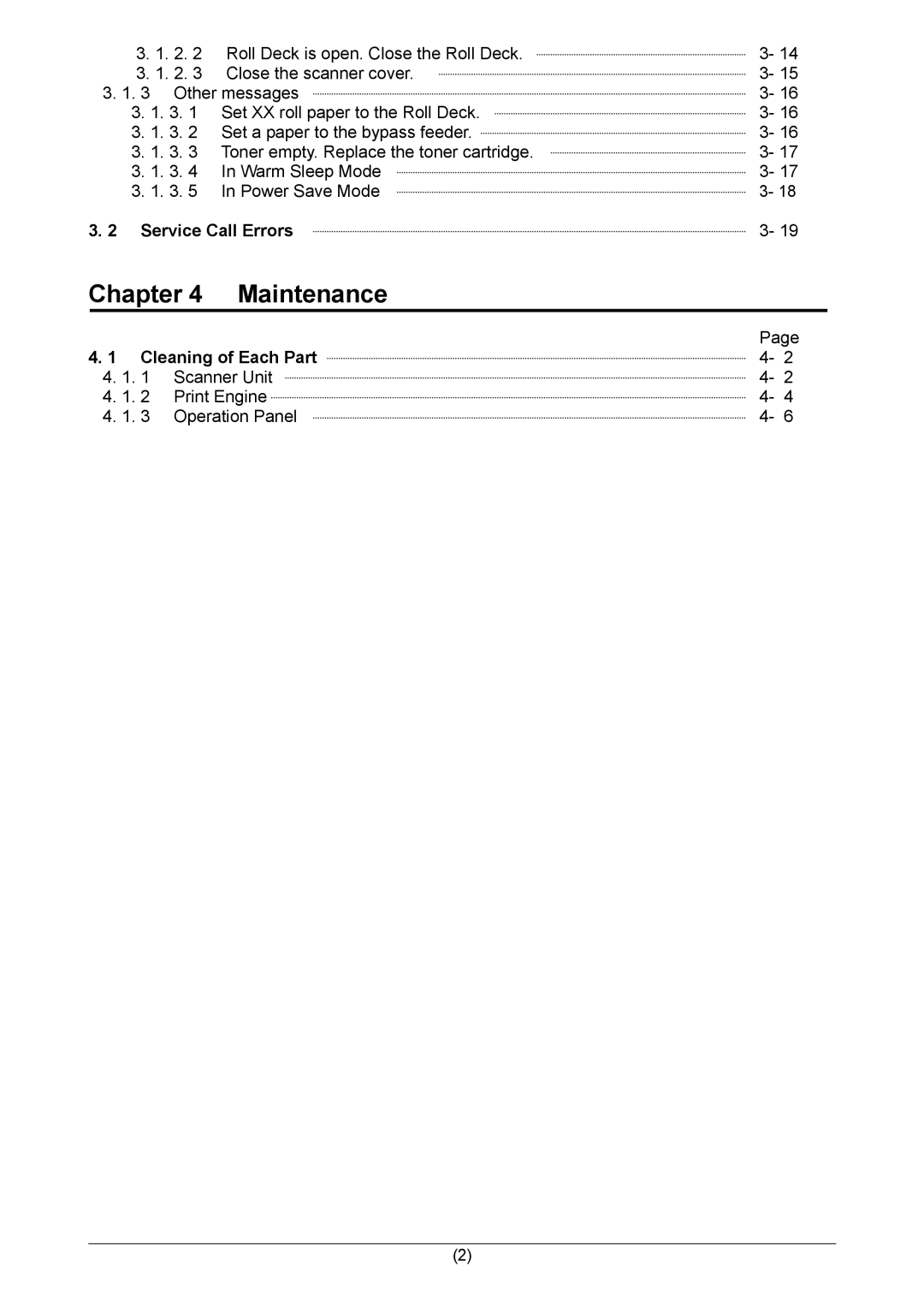 Kyocera KM-3650w operation manual Maintenance 