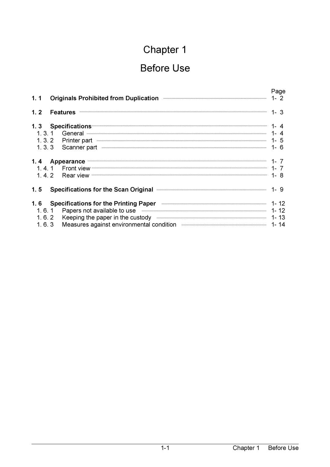 Kyocera KM-3650w operation manual Chapter Before Use 