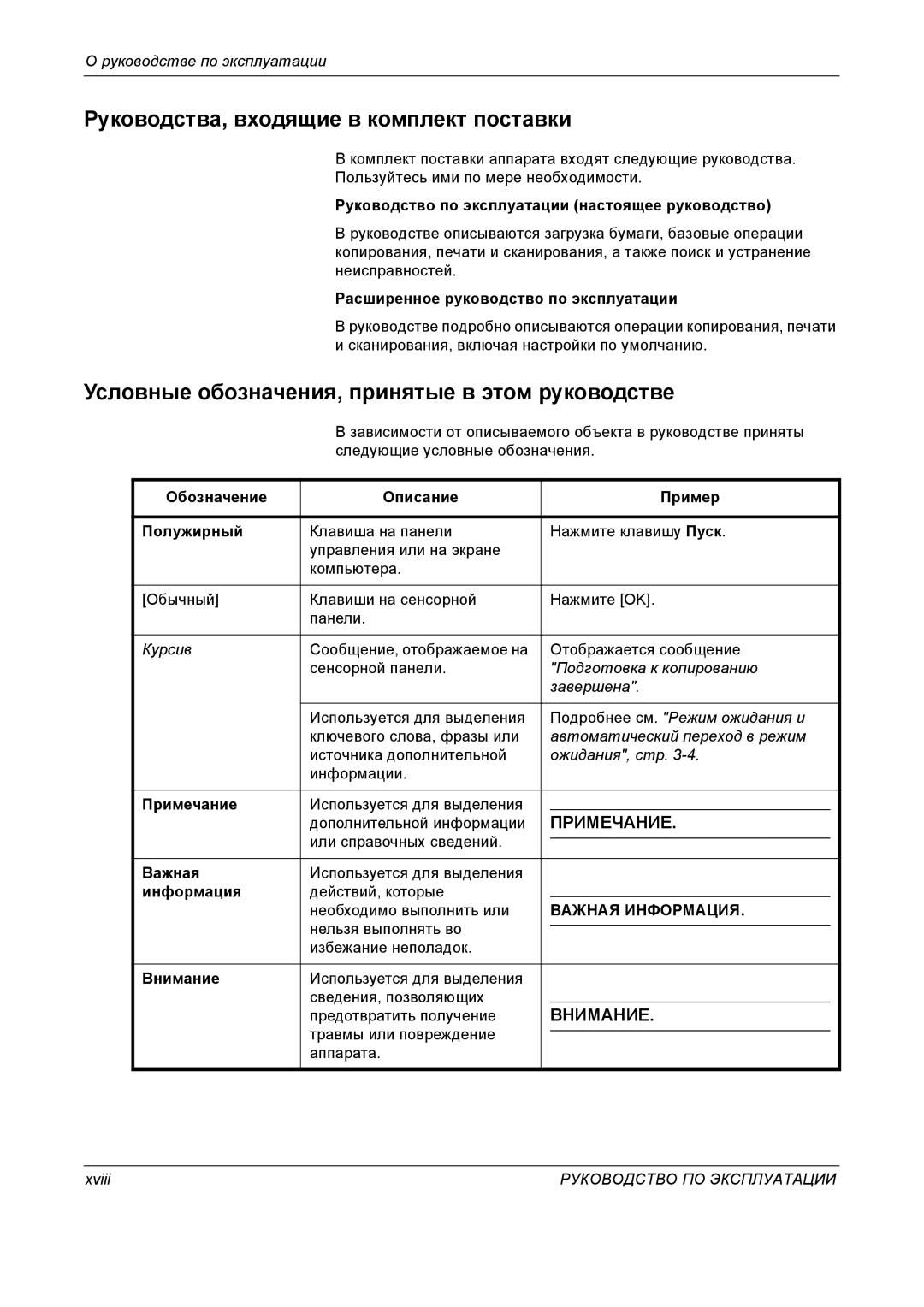 Kyocera KM-4050 manual Руководства, входящие в комплект поставки, Условные обозначения, принятые в этом руководстве 