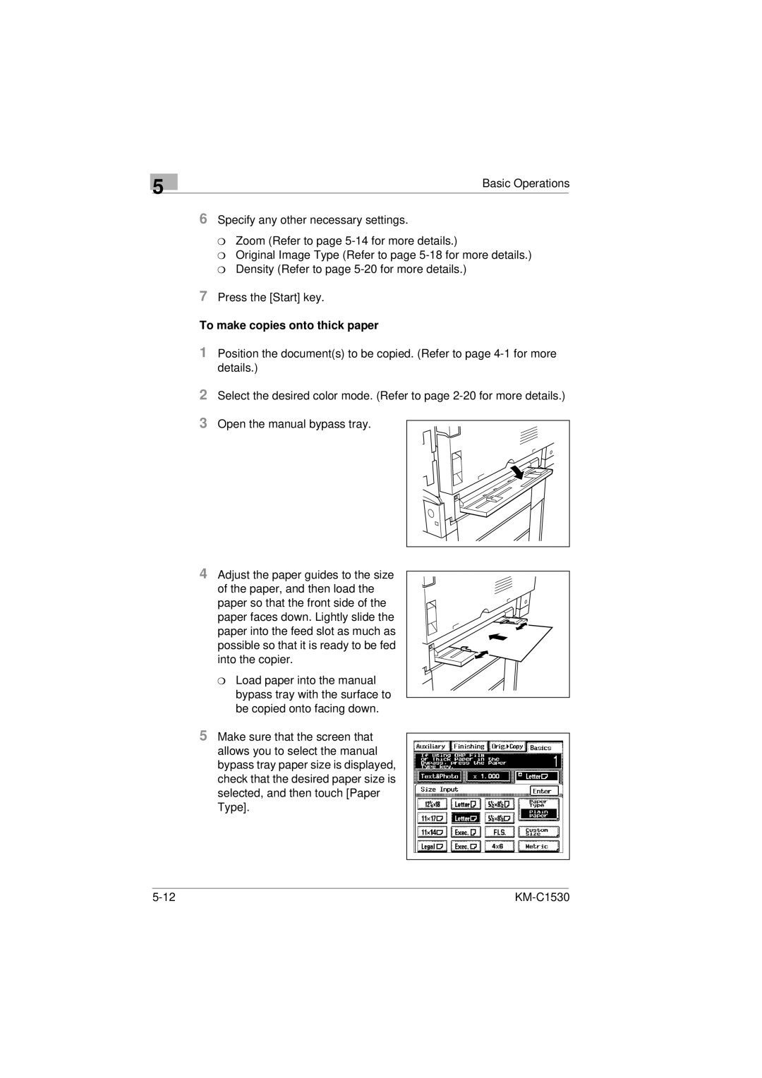 Kyocera KM-C1530 manual To make copies onto thick paper 