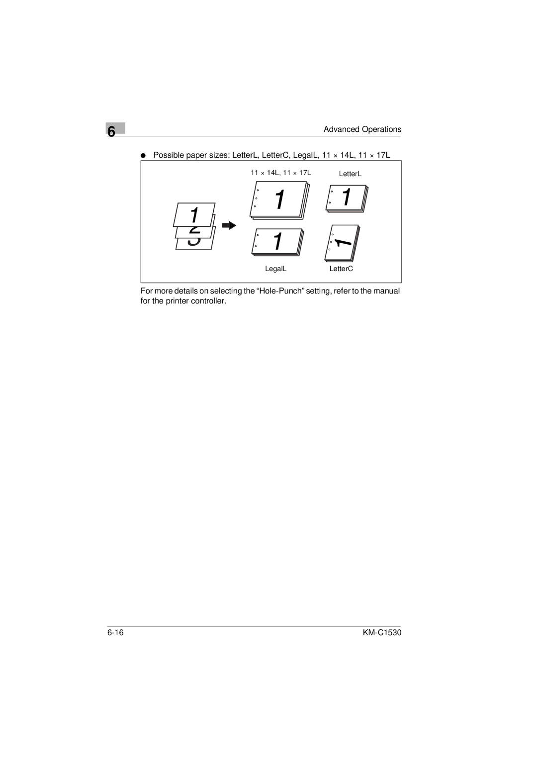 Kyocera KM-C1530 manual 11 × 14L, 11 × 17L 