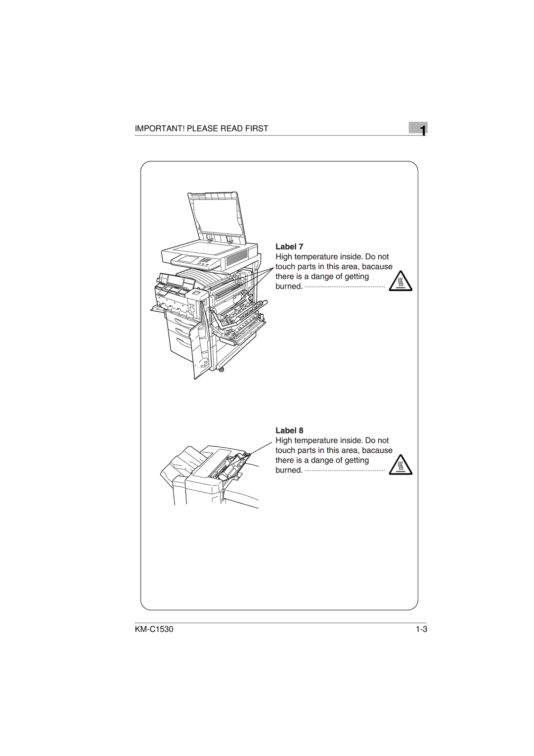 Kyocera KM-C1530 manual IMPORTANT! Please Read First 