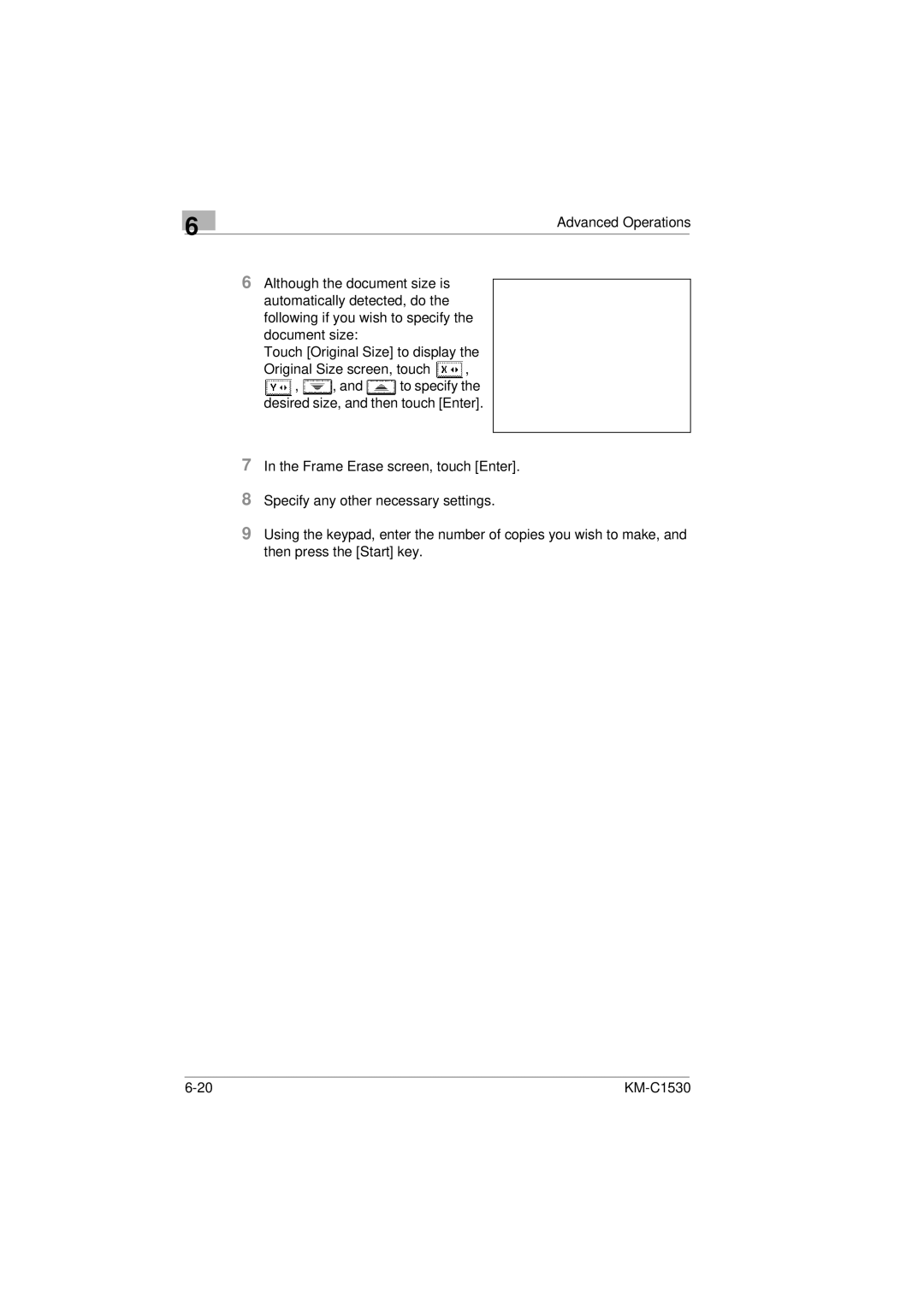 Kyocera KM-C1530 manual To specify the desired size, and then touch Enter 