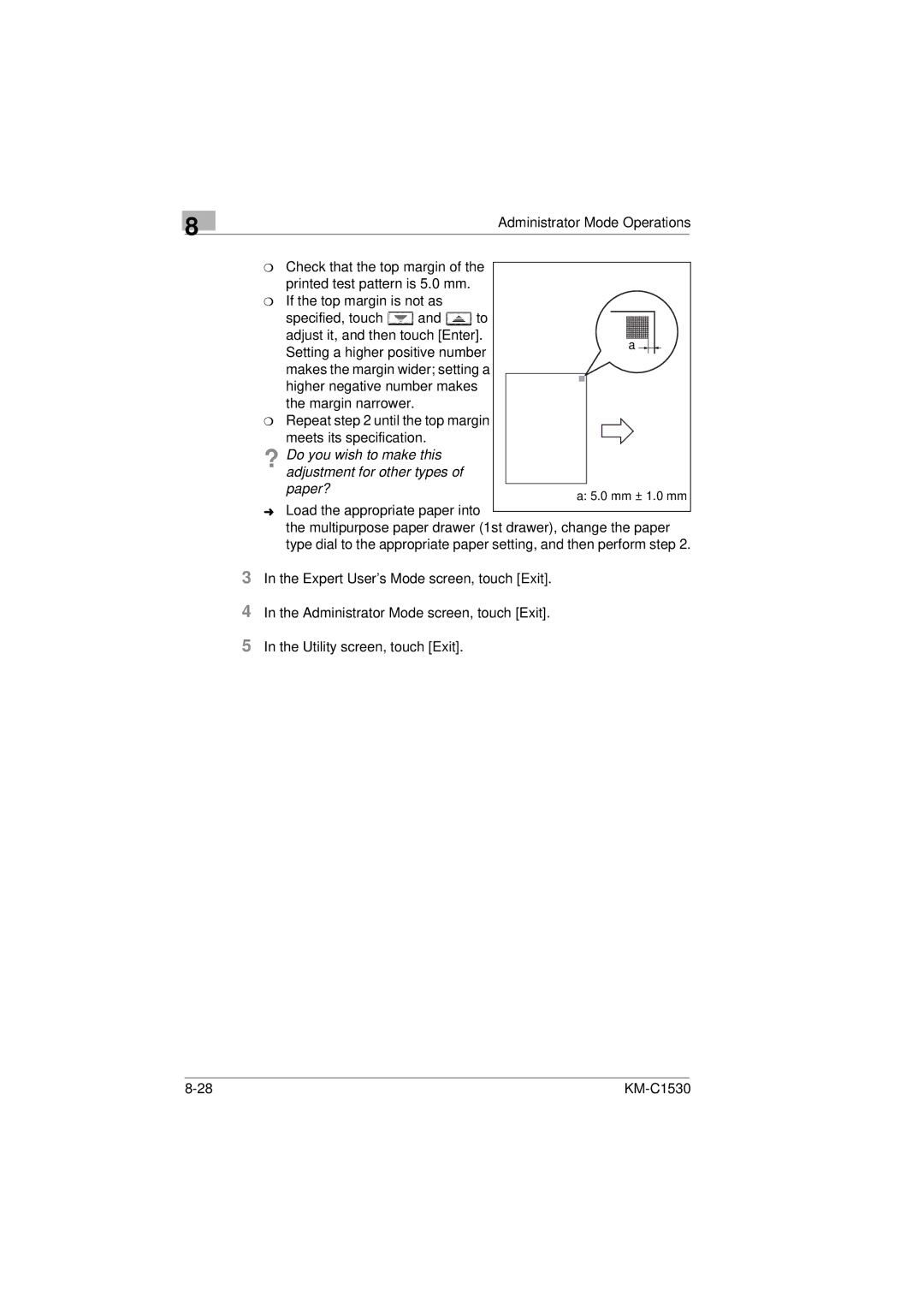 Kyocera KM-C1530 manual ? Do you wish to make this Adjustment for other types Paper? 