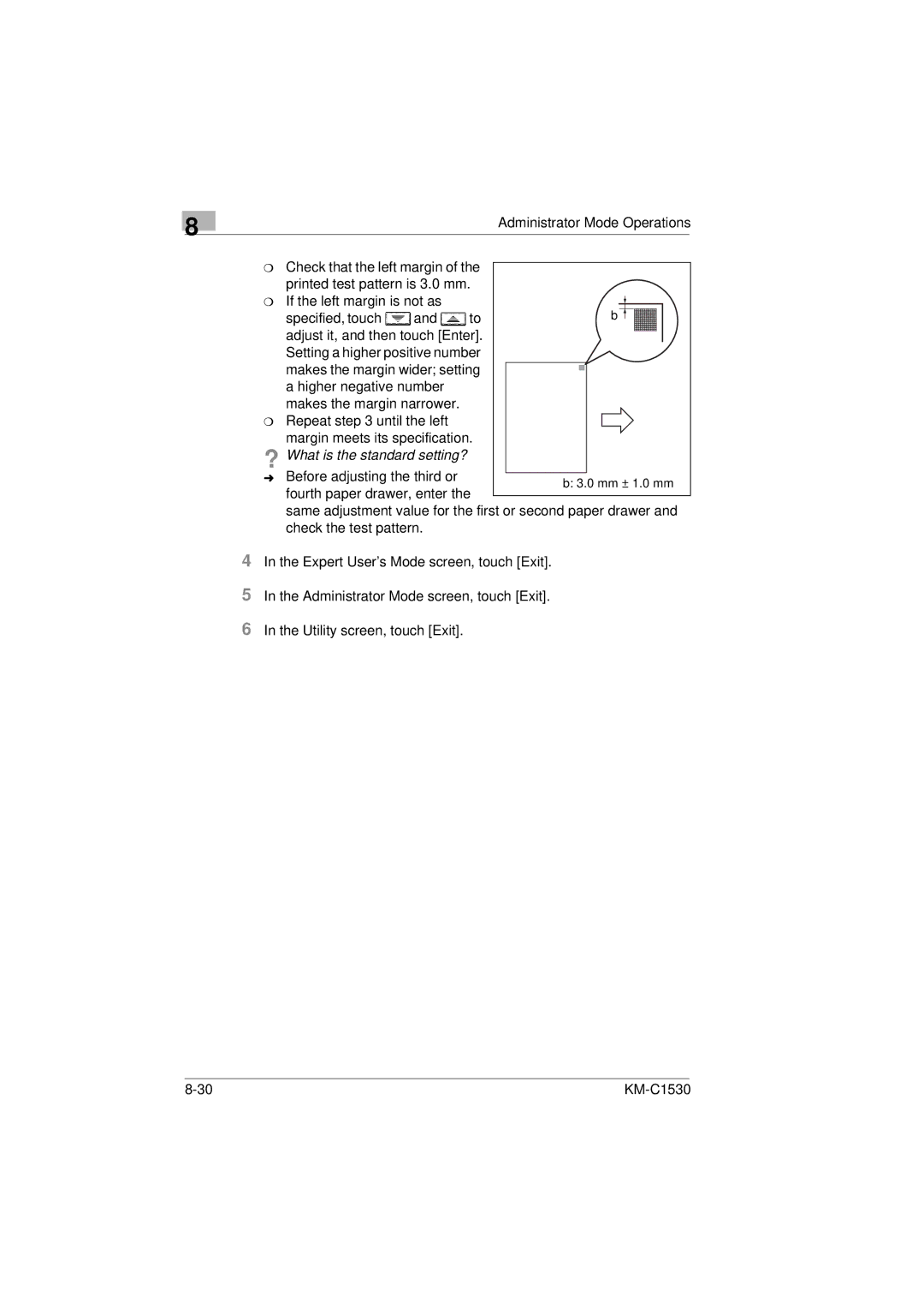 Kyocera KM-C1530 manual ? What is the standard setting? 