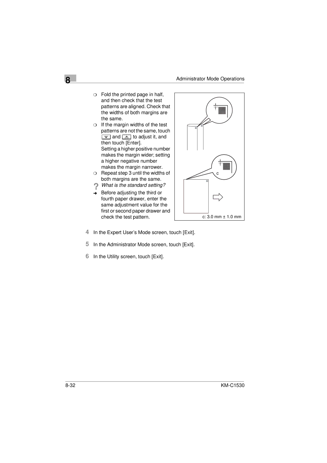 Kyocera KM-C1530 manual Check the test pattern 