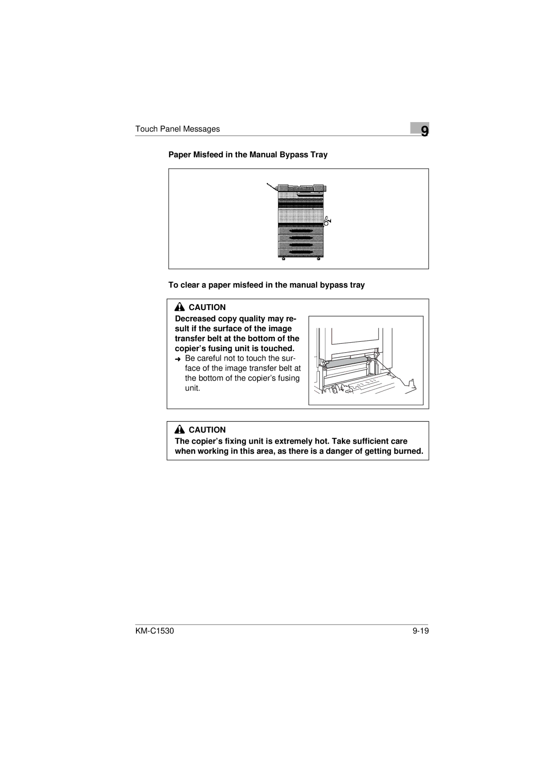 Kyocera KM-C1530 manual Touch Panel Messages 