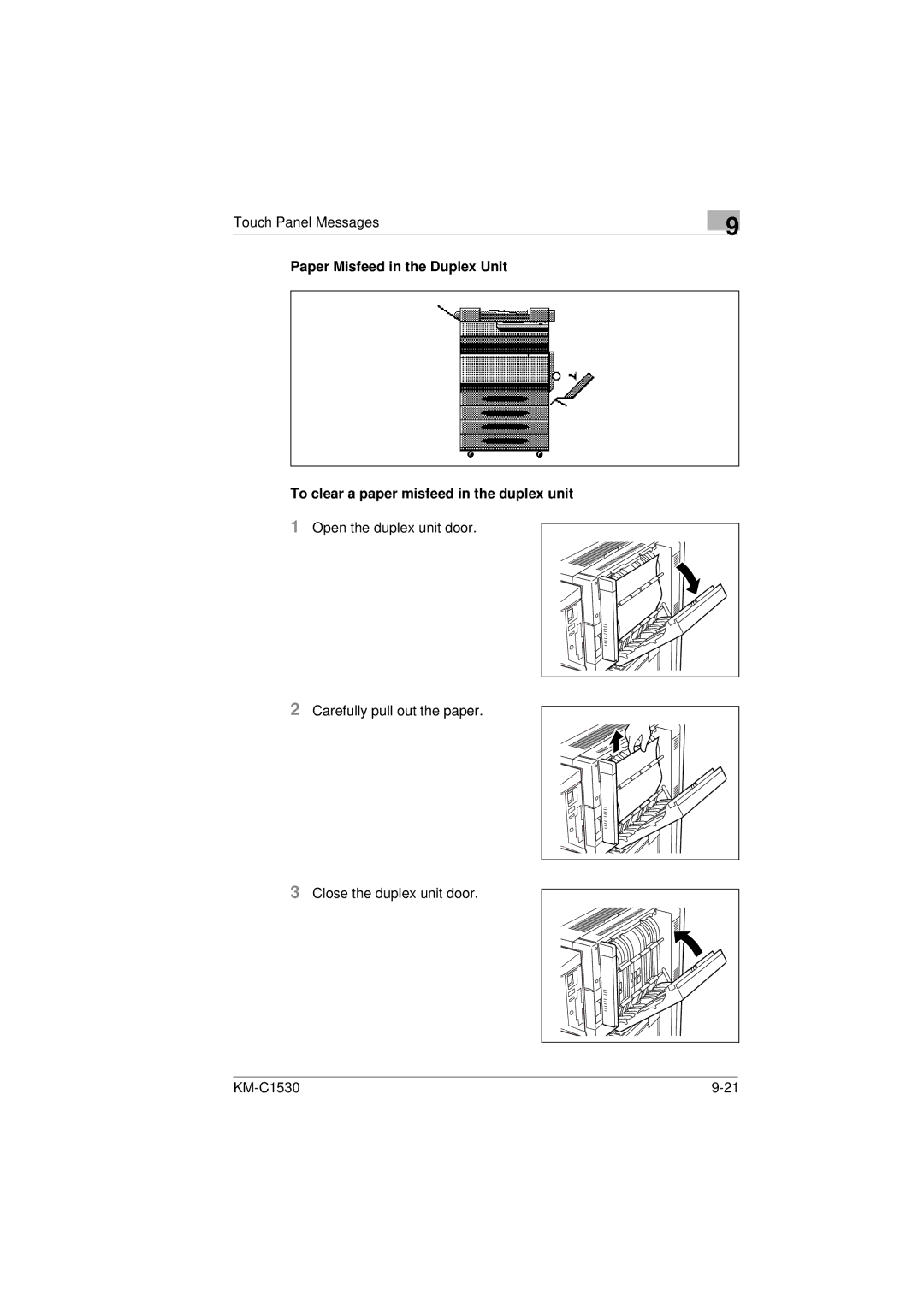 Kyocera KM-C1530 manual Touch Panel Messages 