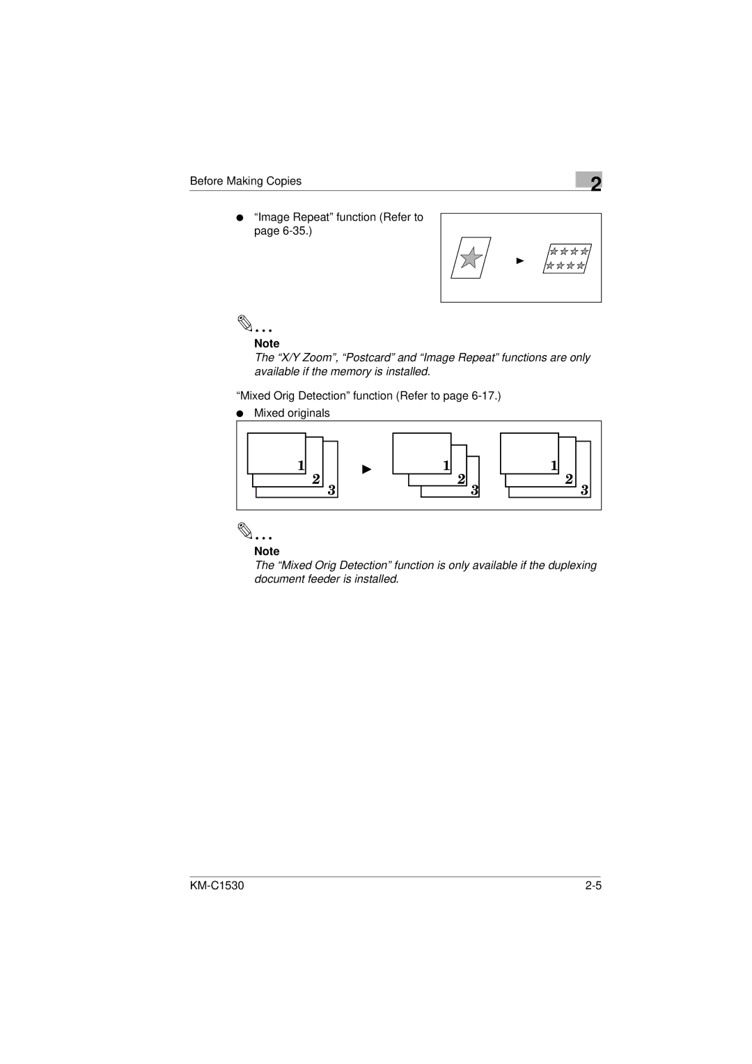 Kyocera KM-C1530 manual Before Making Copies Image Repeat function Refer to 