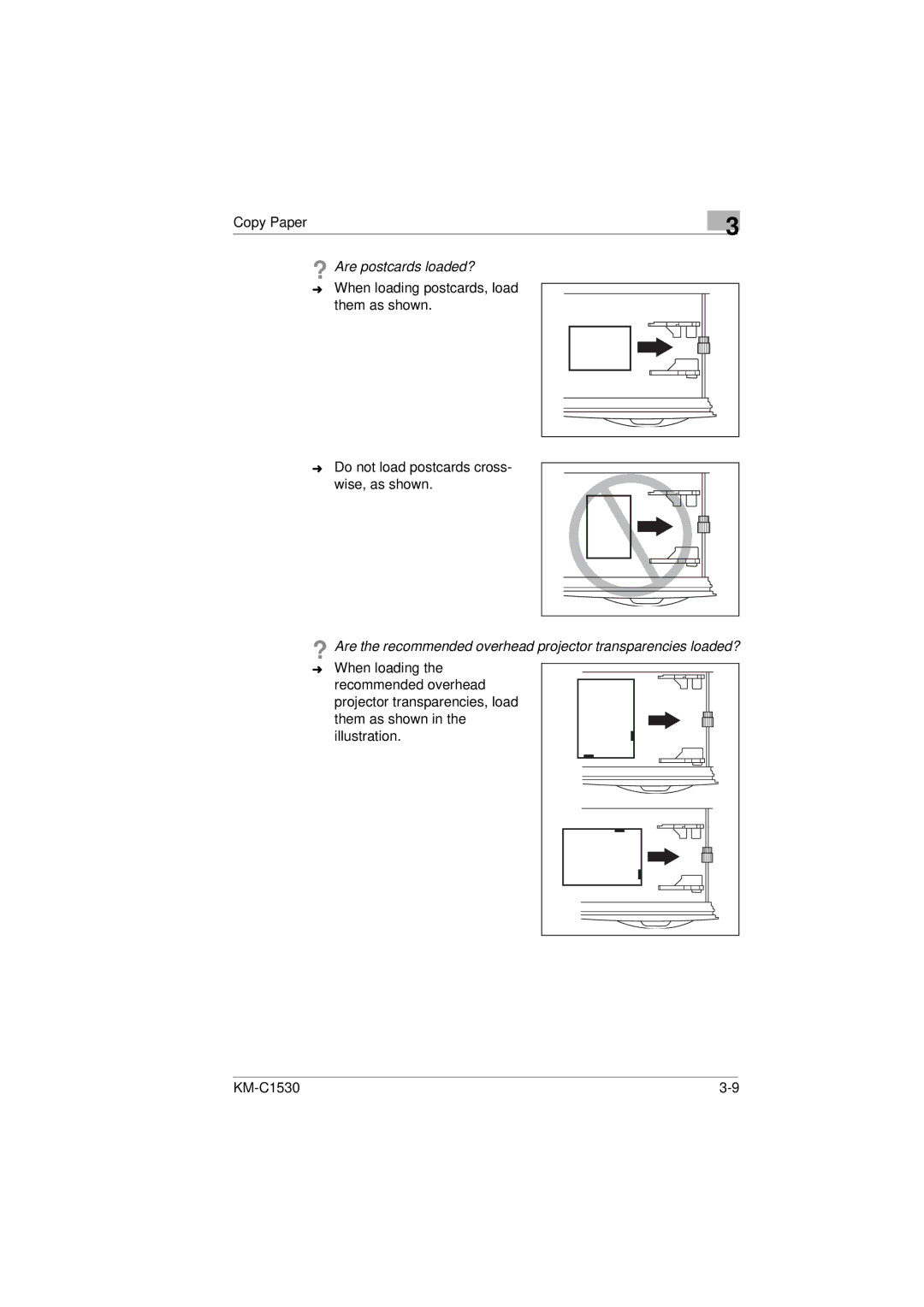 Kyocera KM-C1530 manual ? Are postcards loaded? 