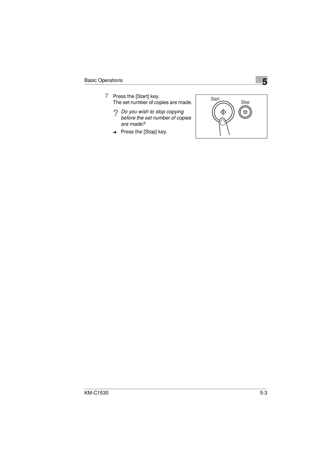 Kyocera manual Press the Stop key KM-C1530 