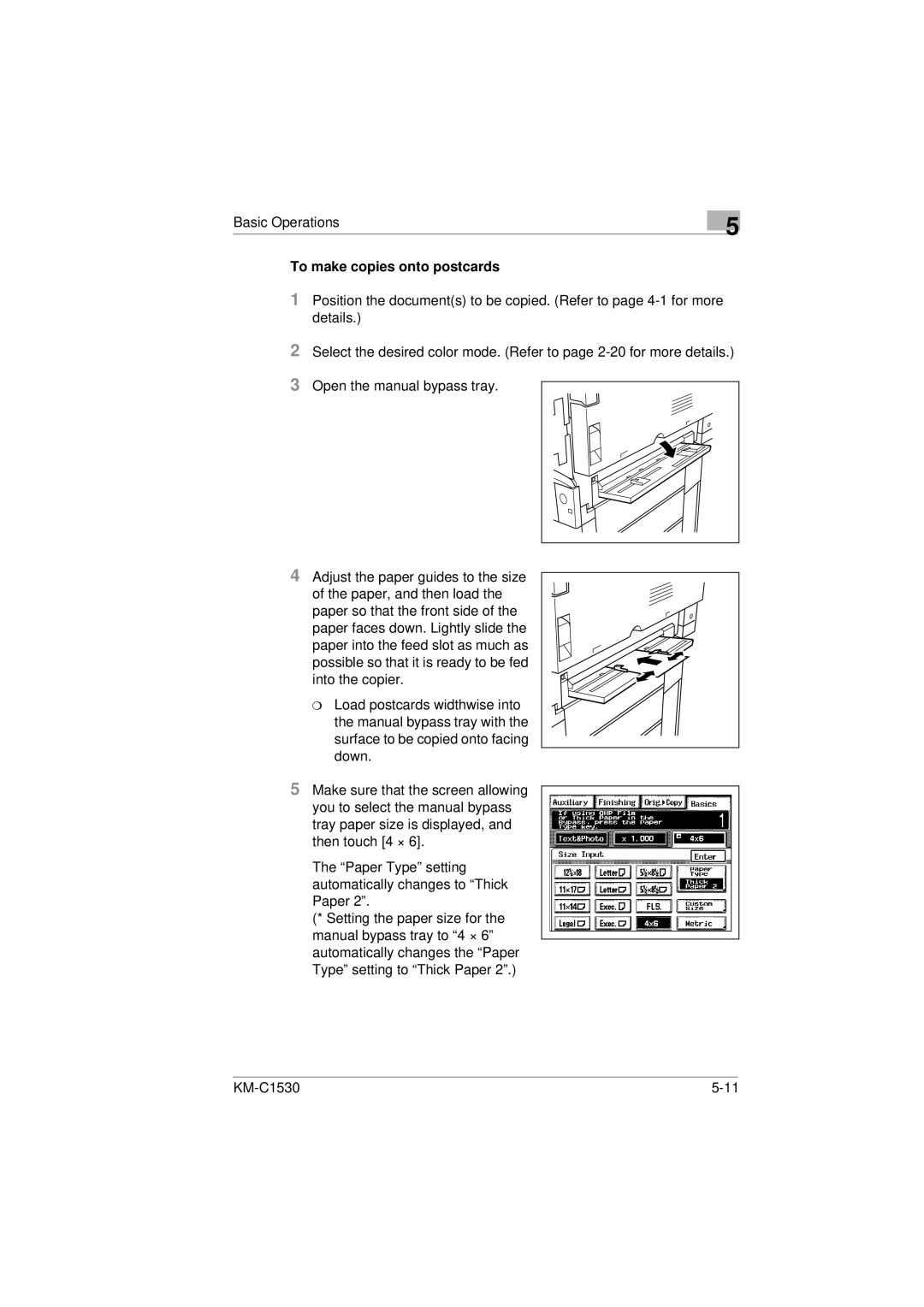 Kyocera KM-C1530 manual To make copies onto postcards 