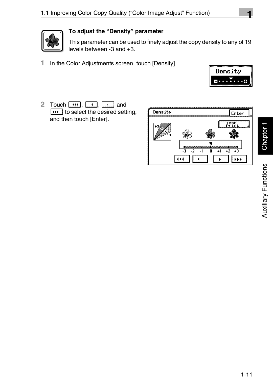 Kyocera KM-C3130, KM-C2030 manual To adjust the Density parameter 