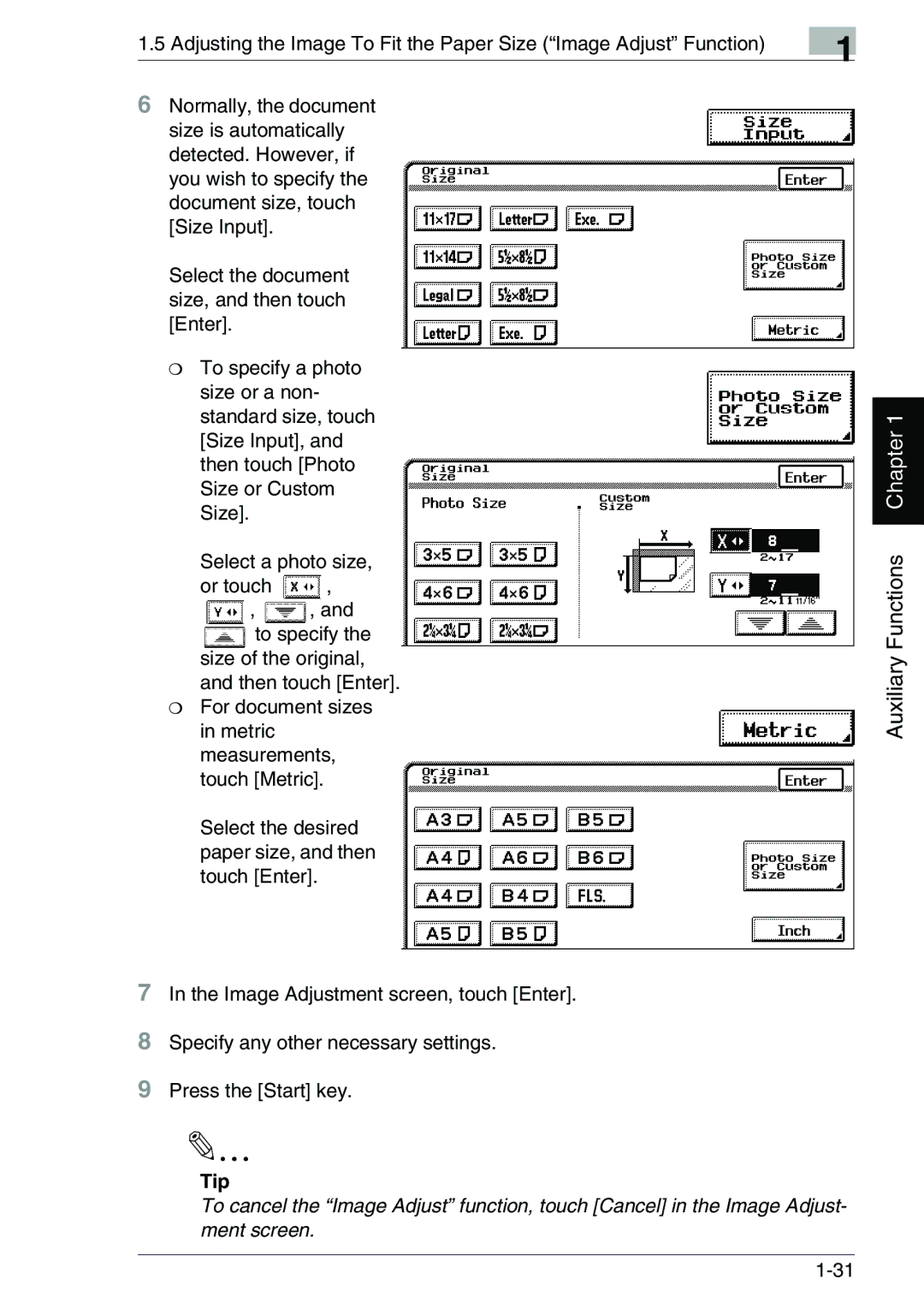 Kyocera KM-C3130, KM-C2030 manual Auxiliary Functions Chapter 