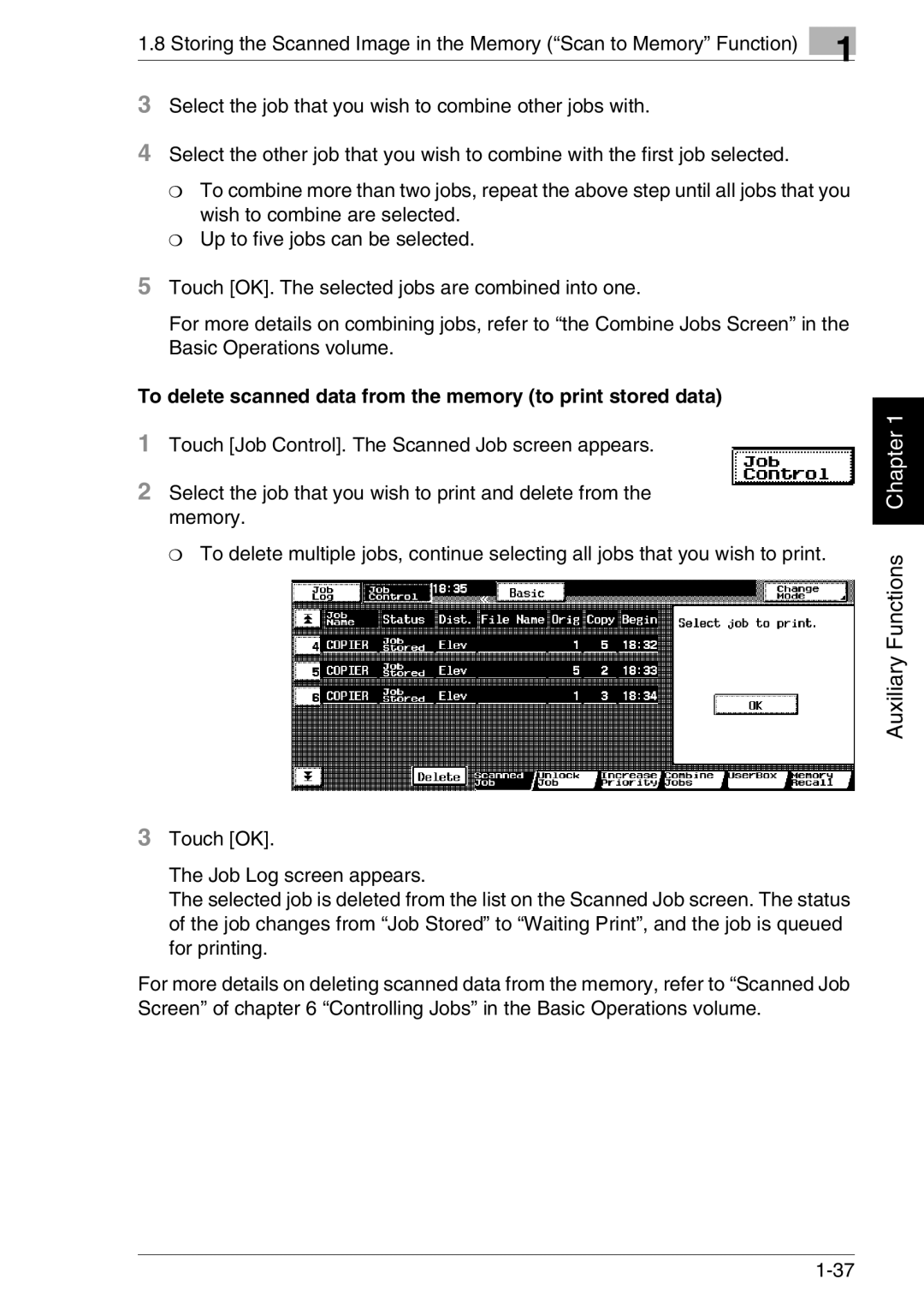 Kyocera KM-C3130, KM-C2030 manual To delete scanned data from the memory to print stored data 