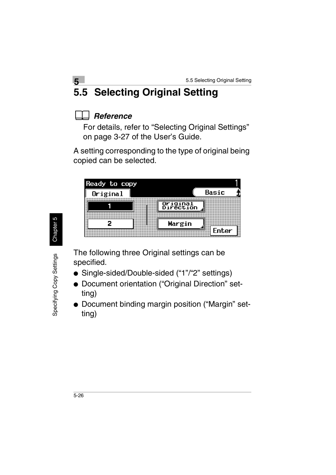 Kyocera KM-C2230 manual Selecting Original Setting 