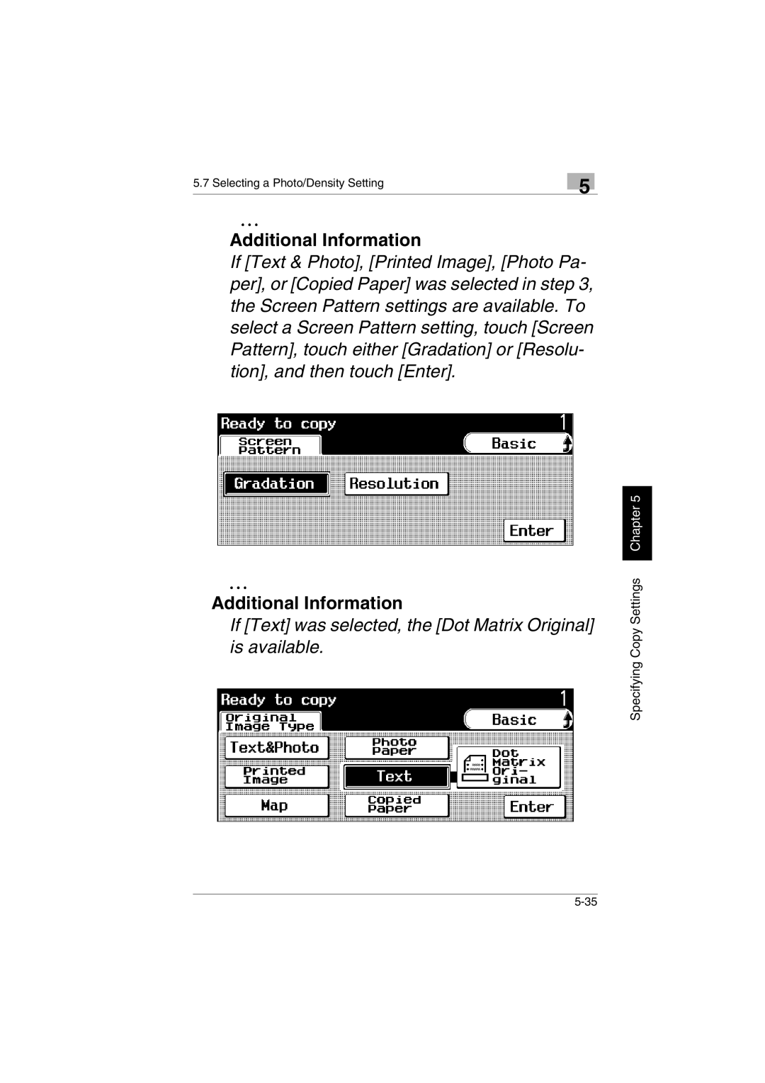 Kyocera KM-C2230 manual If Text was selected, the Dot Matrix Original is available 