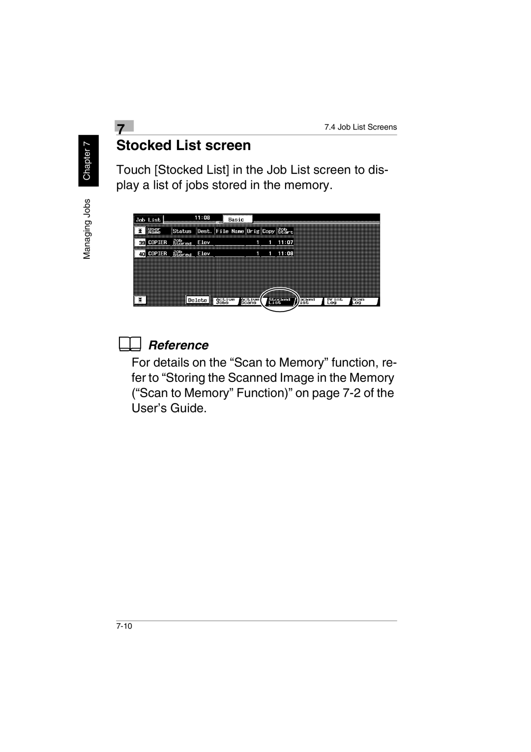 Kyocera KM-C2230 manual Stocked List screen 