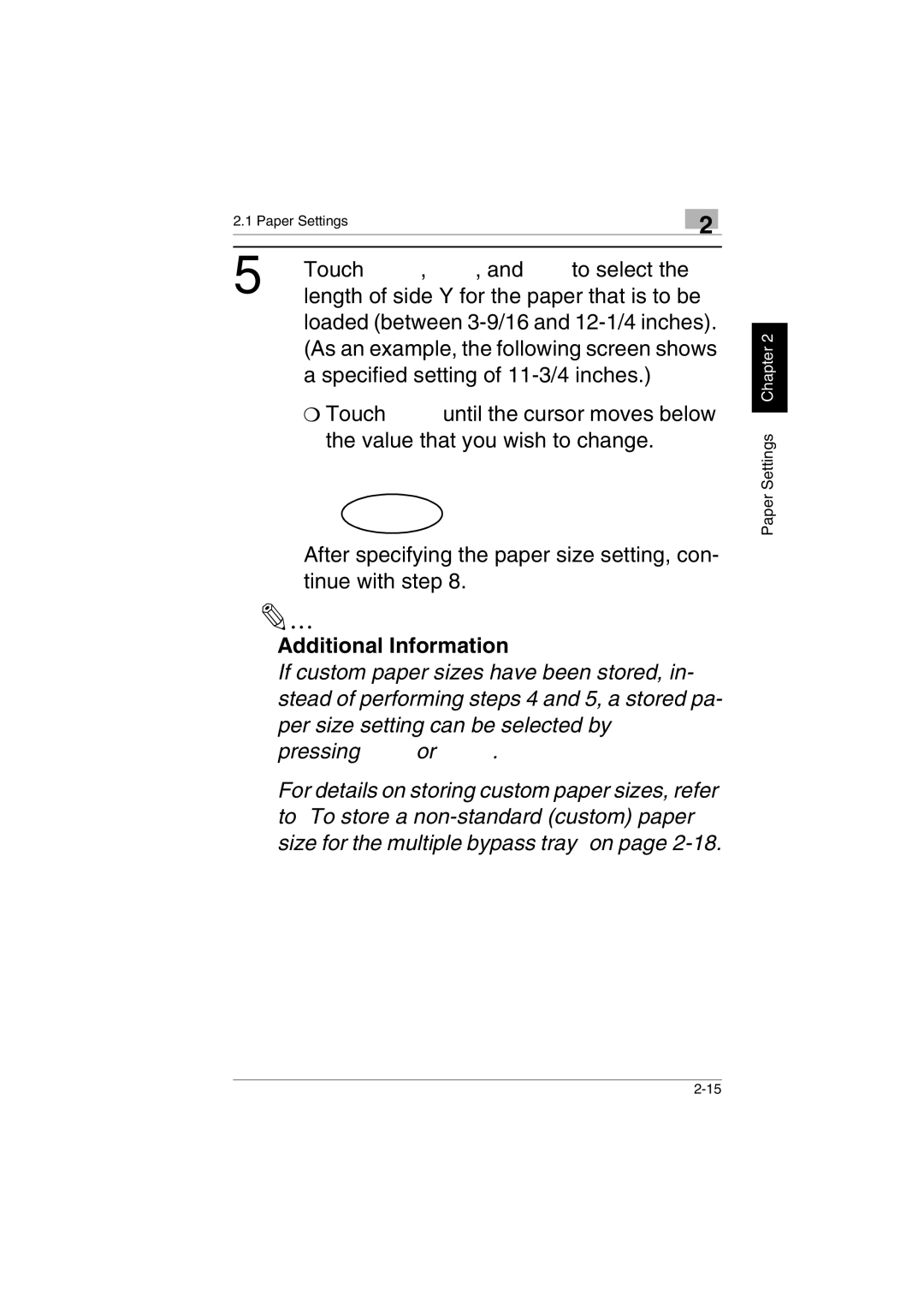 Kyocera KM-C2230 manual Length of side Y for the paper that is to be 