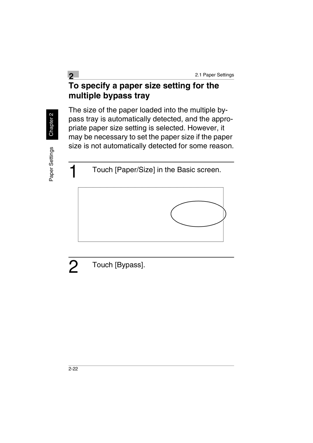 Kyocera KM-C2230 manual To specify a paper size setting for the multiple bypass tray 