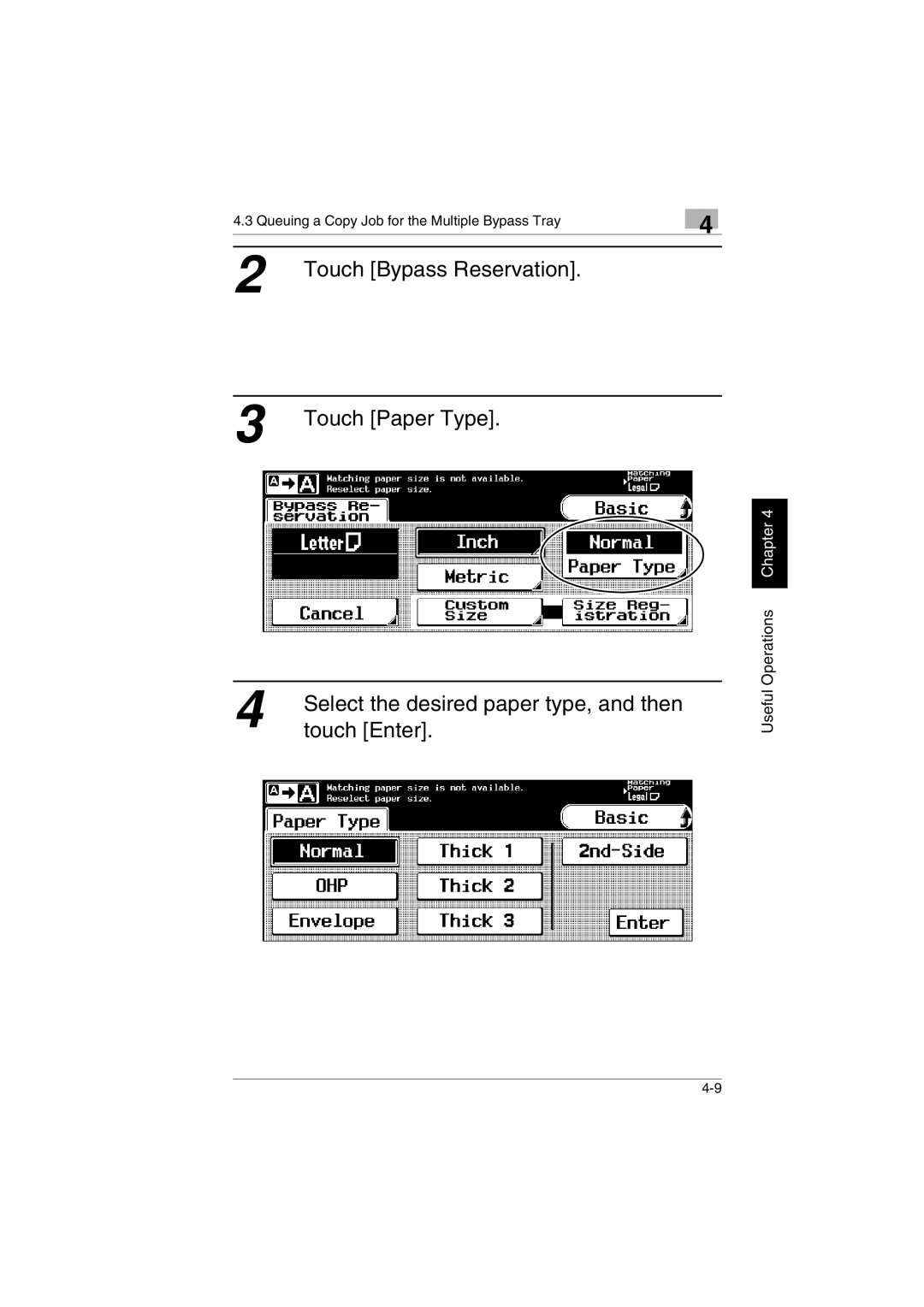 Kyocera KM-C2230 manual Touch Bypass Reservation 