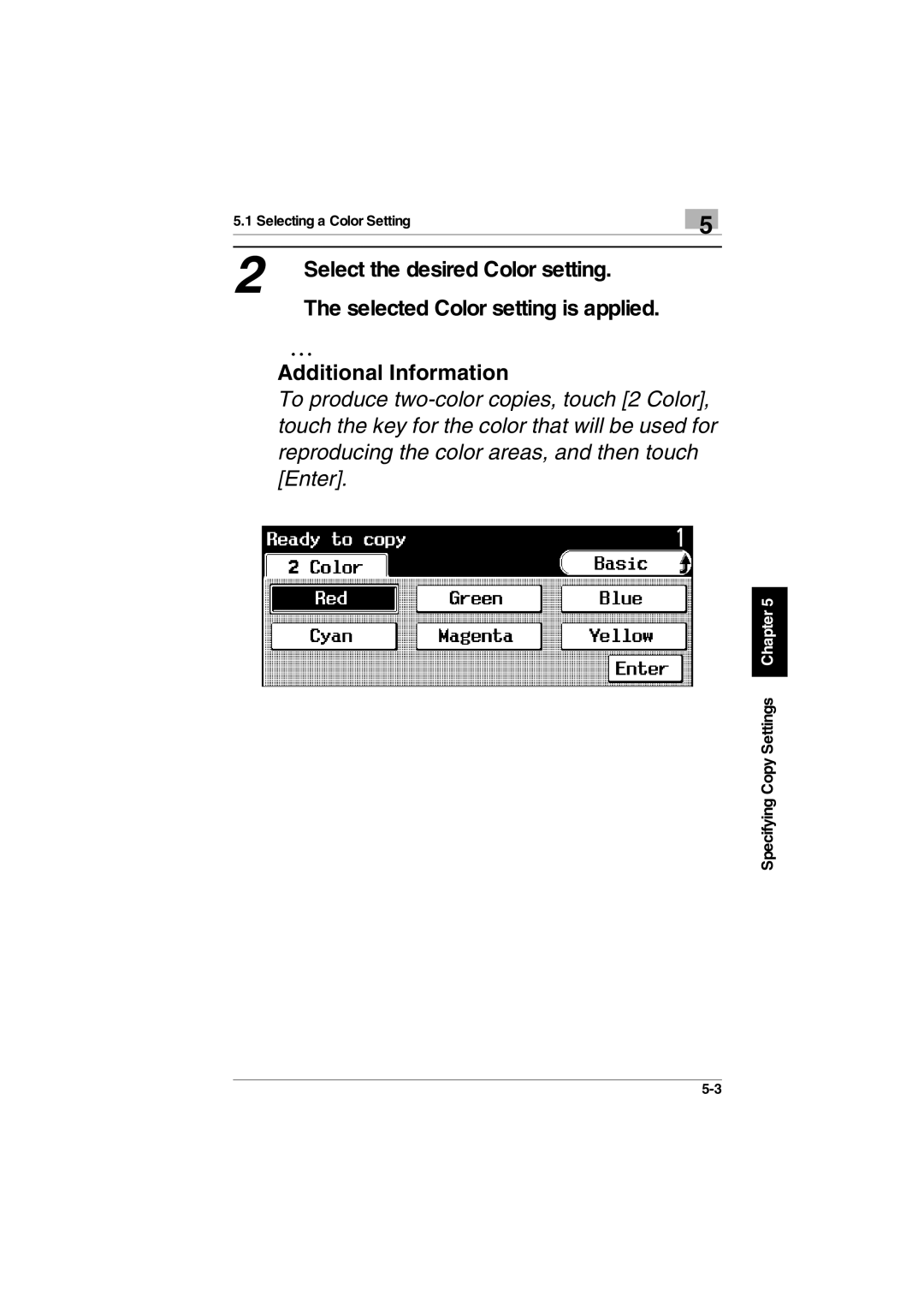 Kyocera KM-C2230 manual Select the desired Color setting 