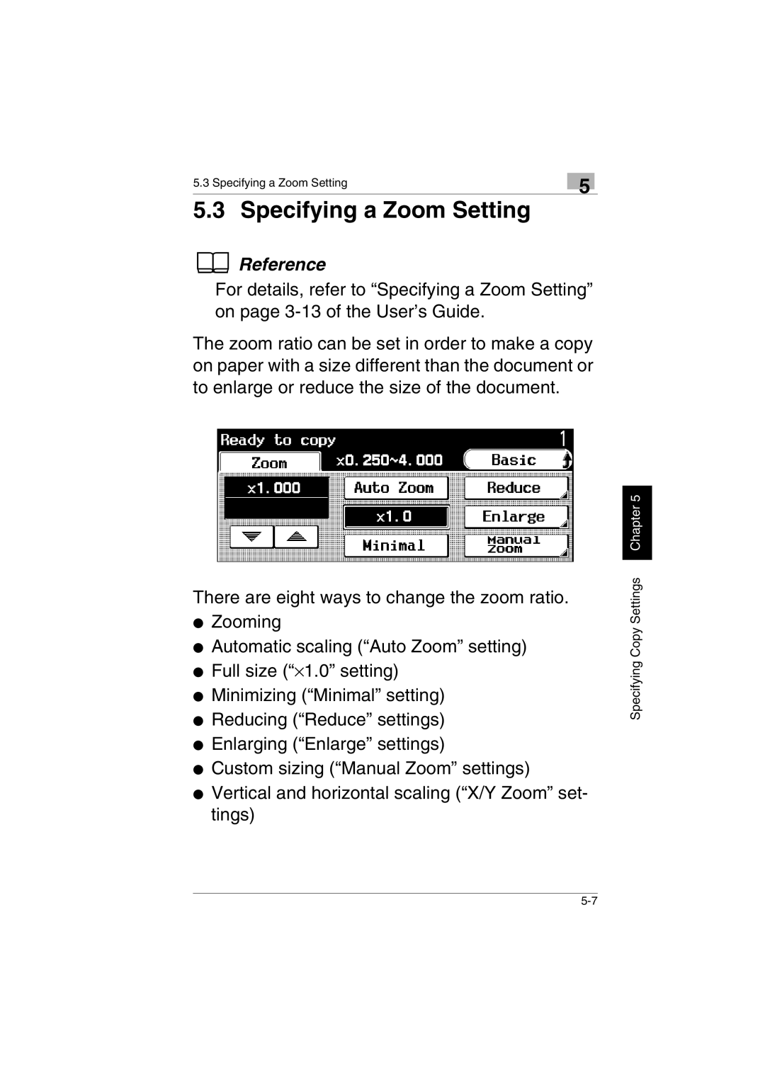 Kyocera KM-C2230 manual Specifying a Zoom Setting 