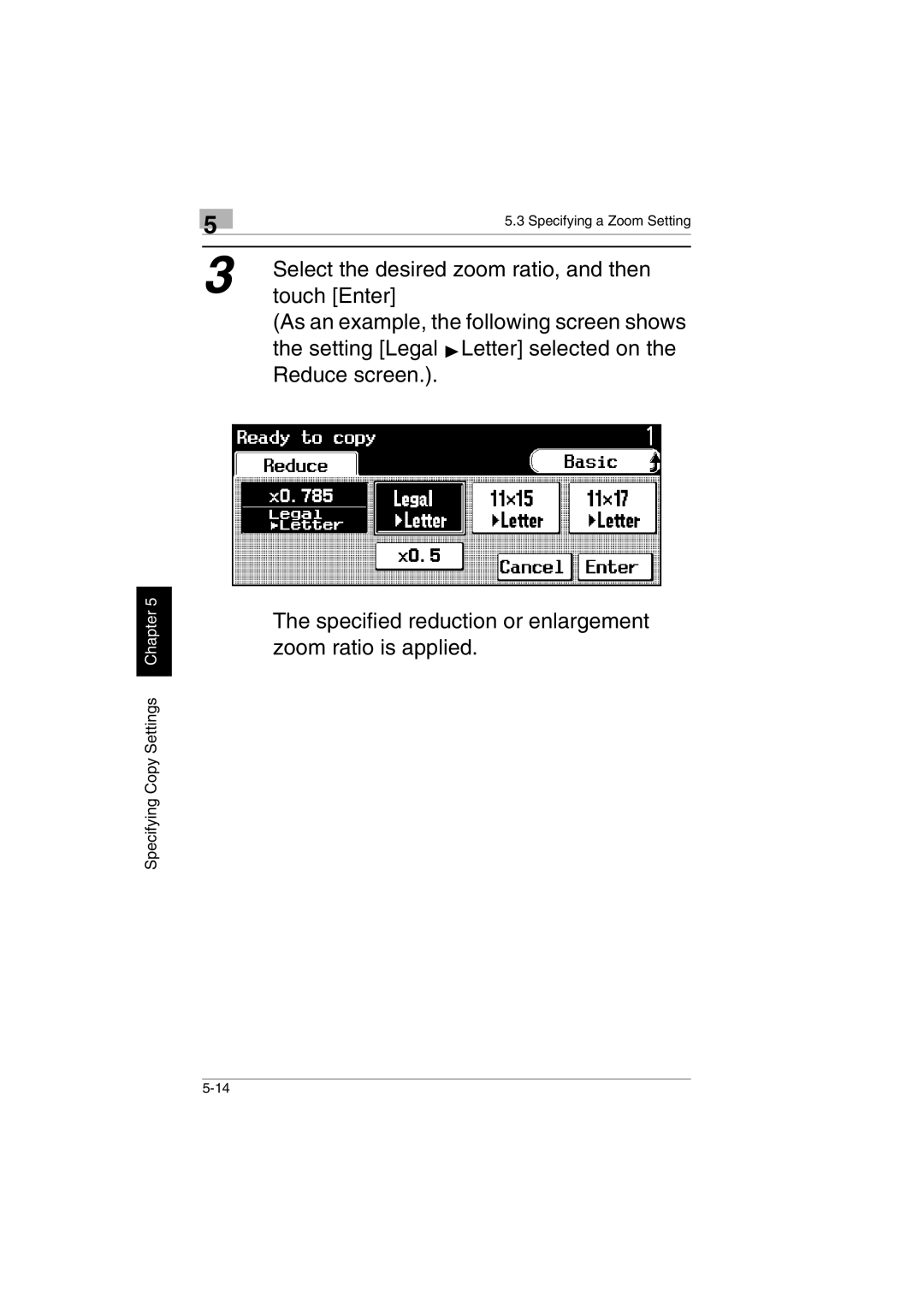 Kyocera KM-C2230 manual Select the desired zoom ratio, and then 