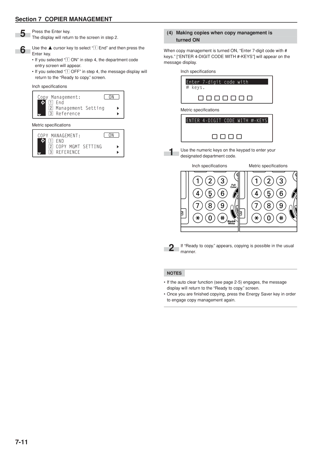 Kyocera KM-C830D manual Making copies when copy management is turned on 