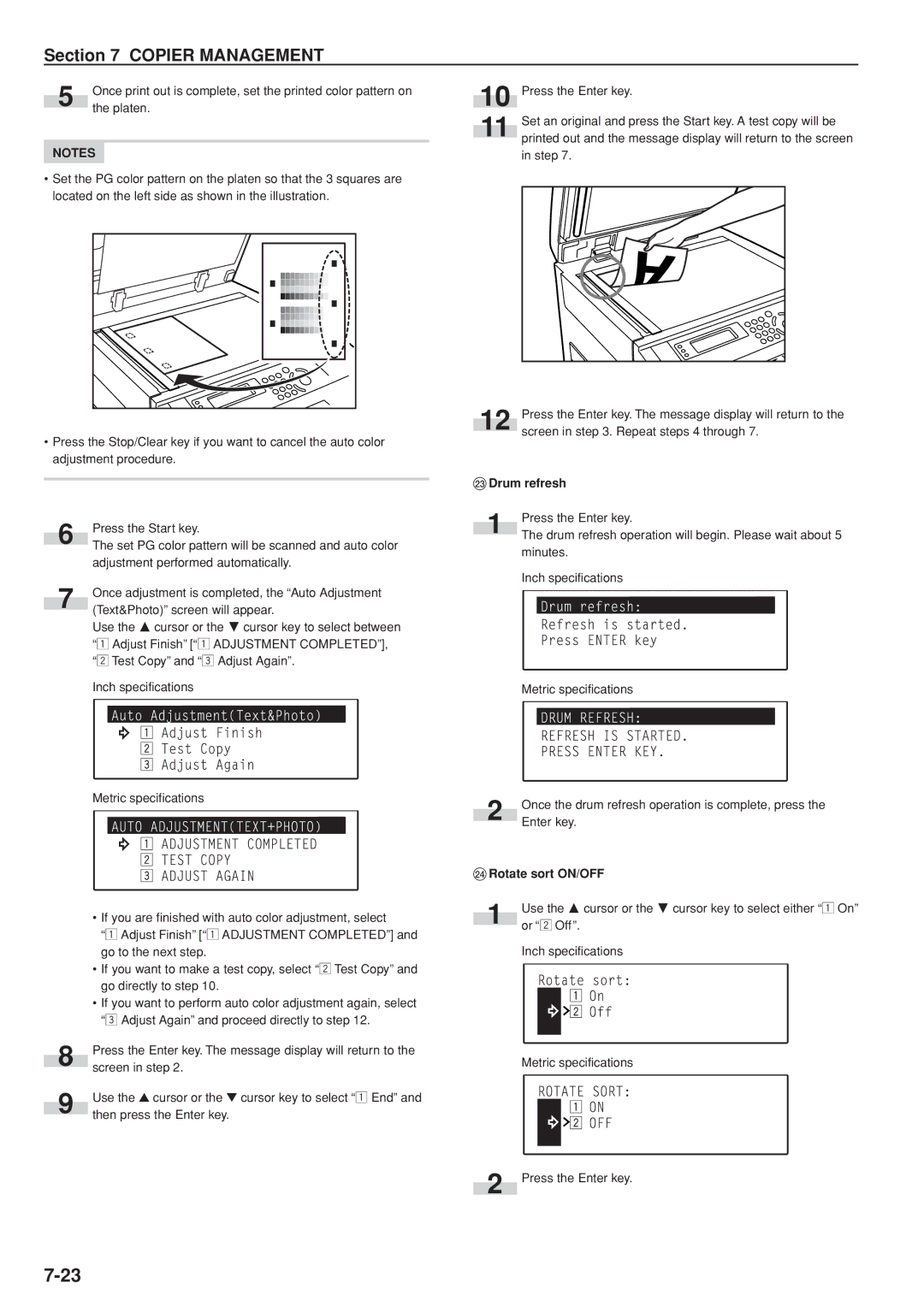 Kyocera KM-C830D manual ‹ Drum refresh, › Rotate sort ON/OFF 