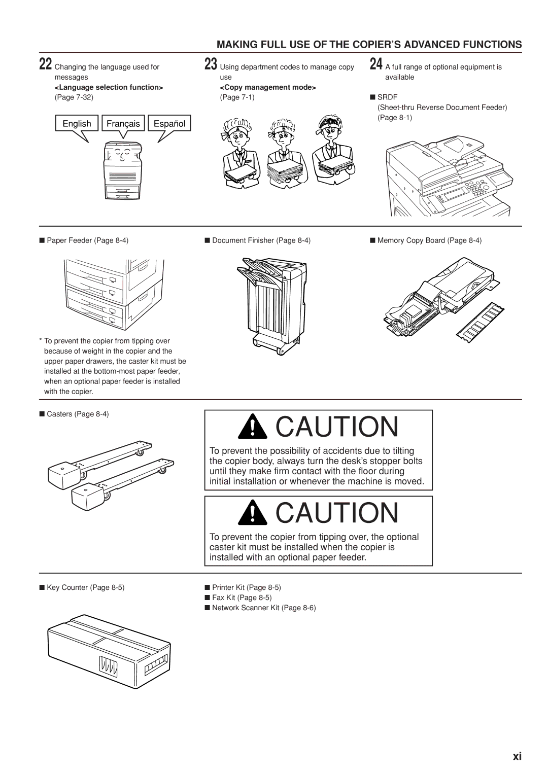 Kyocera KM-C830D manual English Français Español, Language selection function Copy management mode 