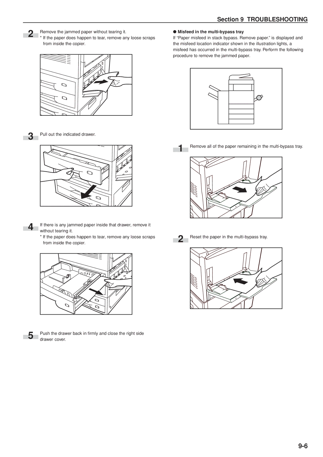 Kyocera KM-C830D manual Misfeed in the multi-bypass tray 