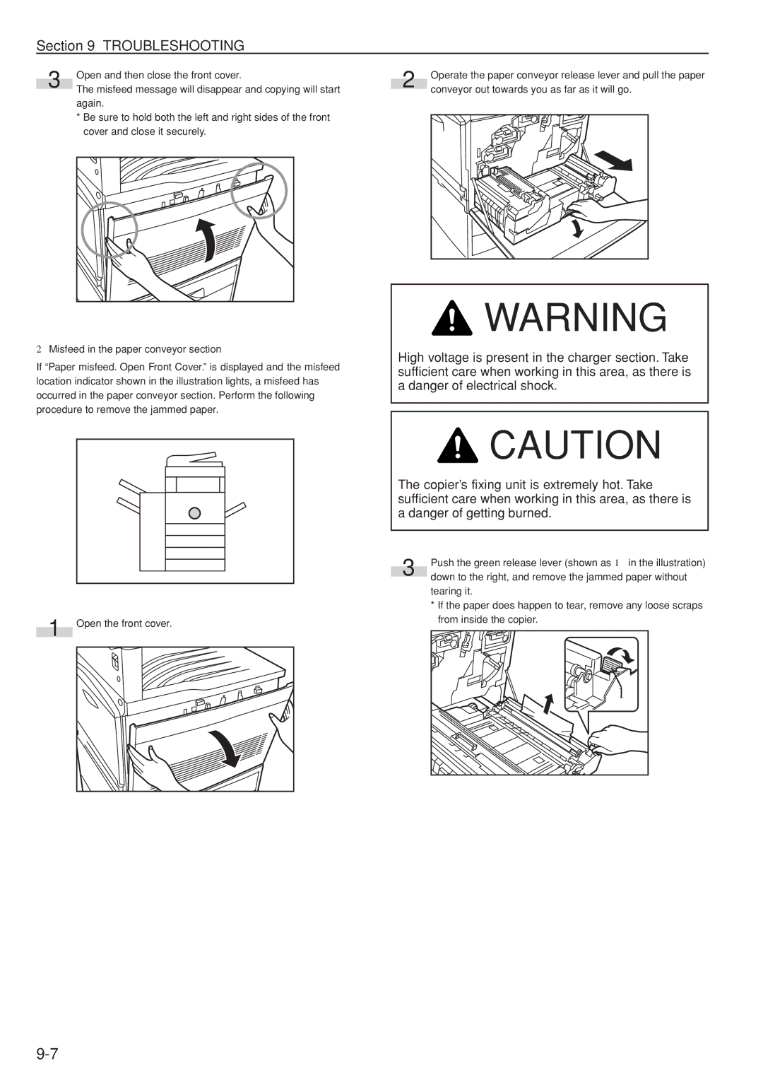 Kyocera KM-C830D manual Misfeed in the paper conveyor section 